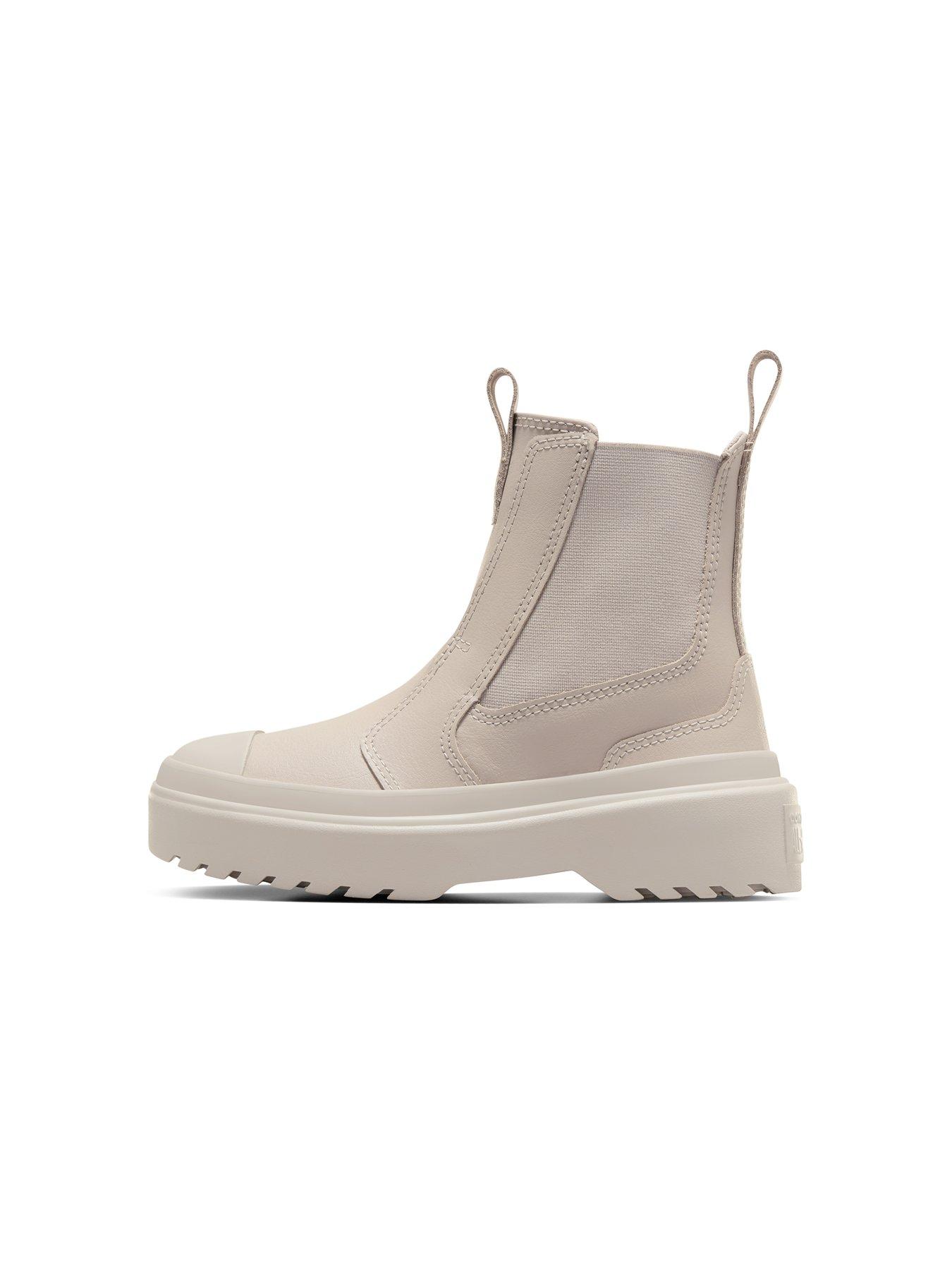  image of converse-junior-girls-crafted-fashion-leather-hi-trainers-beige