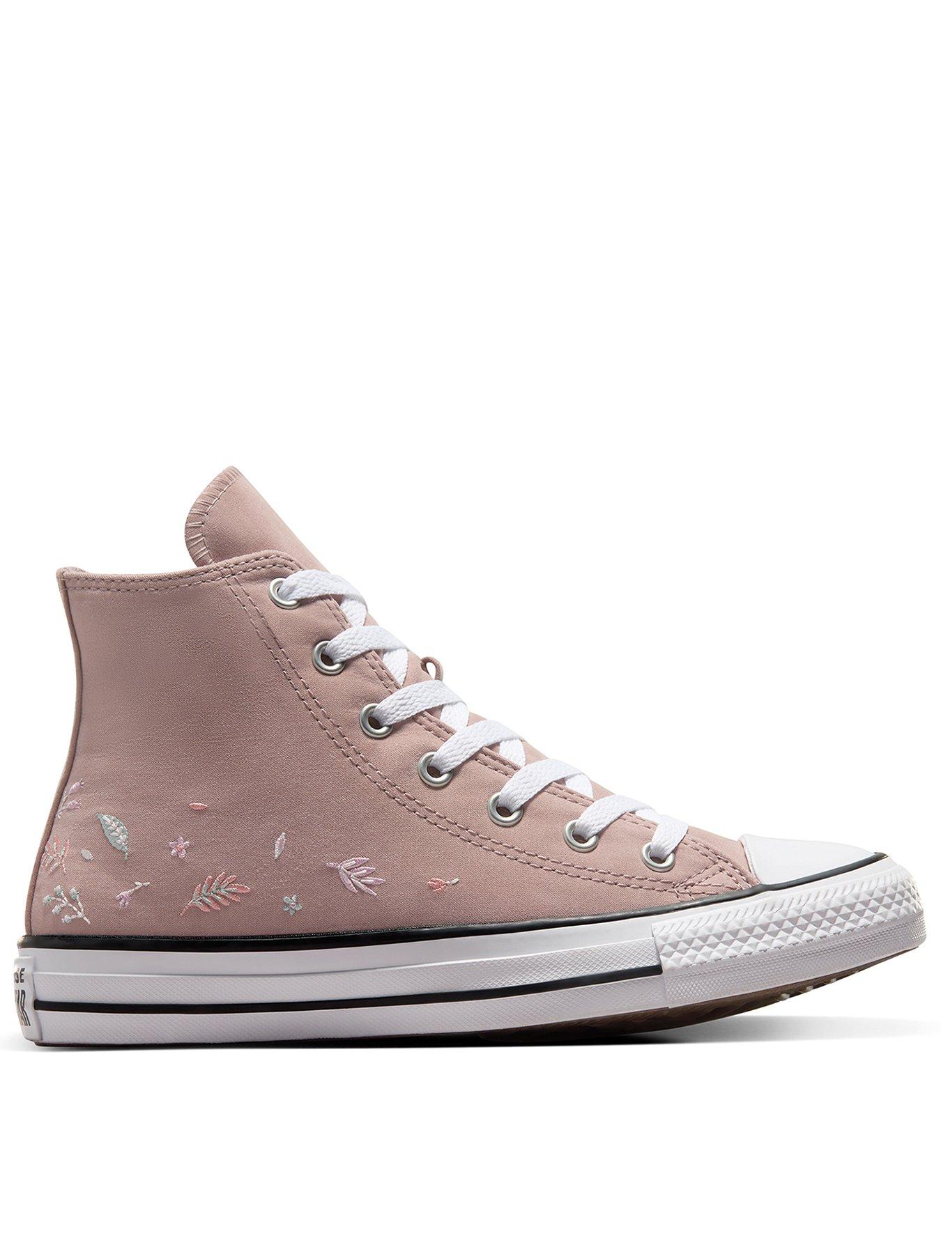  image of converse-junior-girls-fall-florals-polyester-hi-trainers-grey