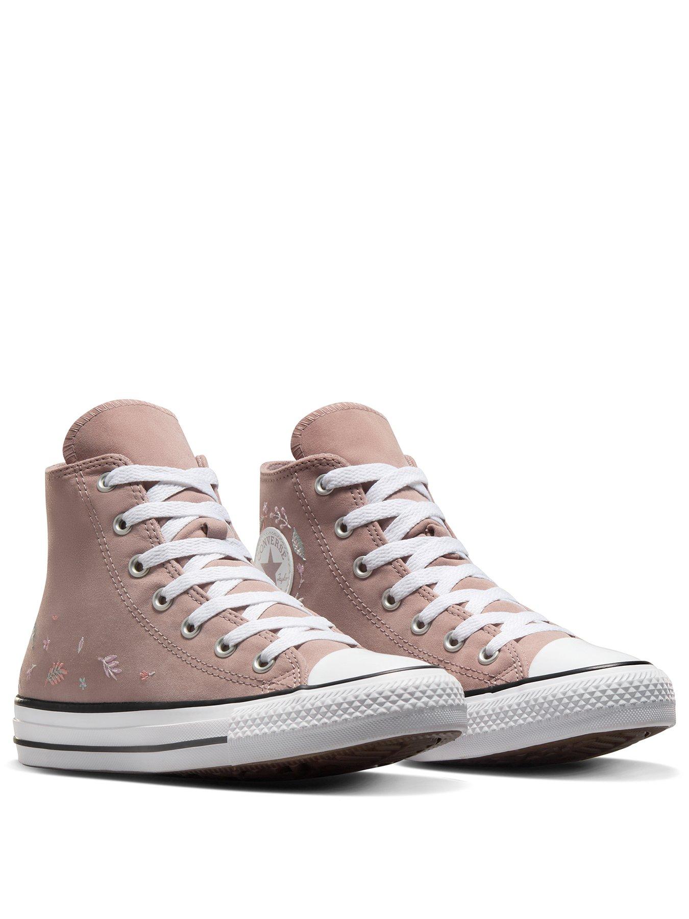  image of converse-junior-girls-fall-florals-polyester-hi-trainers-grey