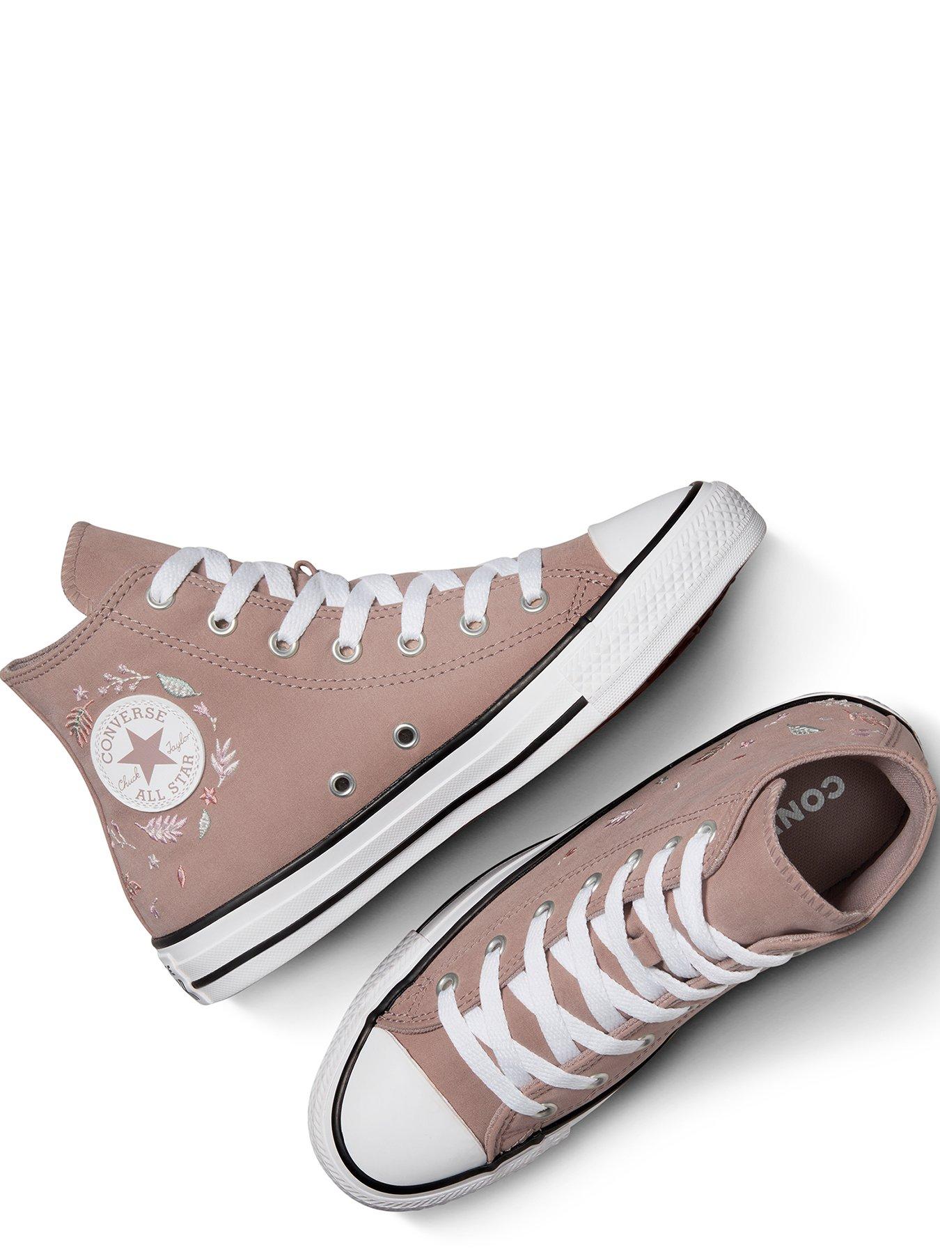  image of converse-junior-girls-fall-florals-polyester-hi-trainers-grey