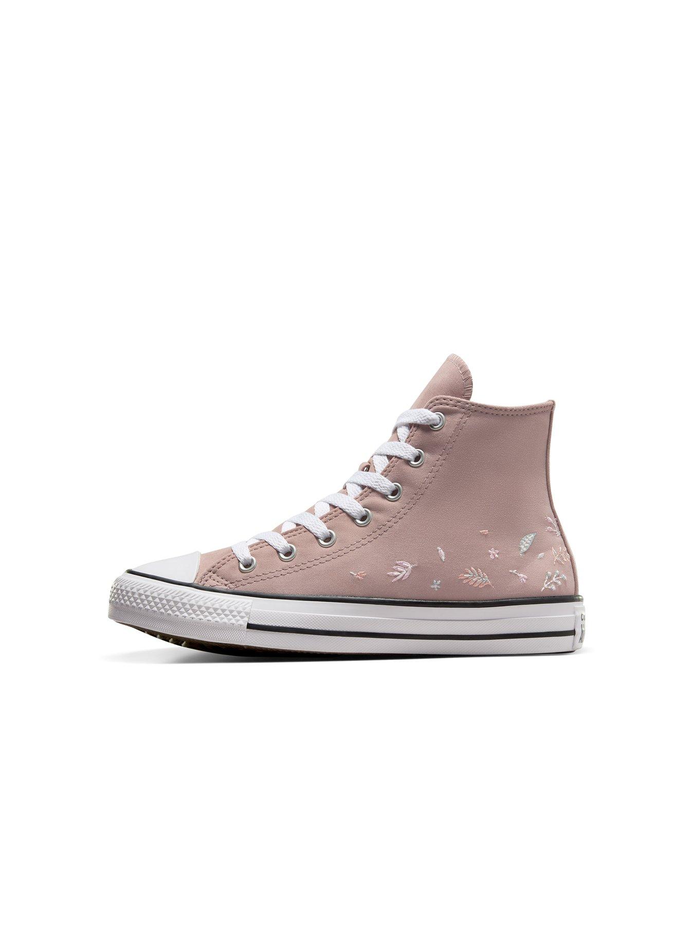  image of converse-junior-girls-fall-florals-polyester-hi-trainers-grey