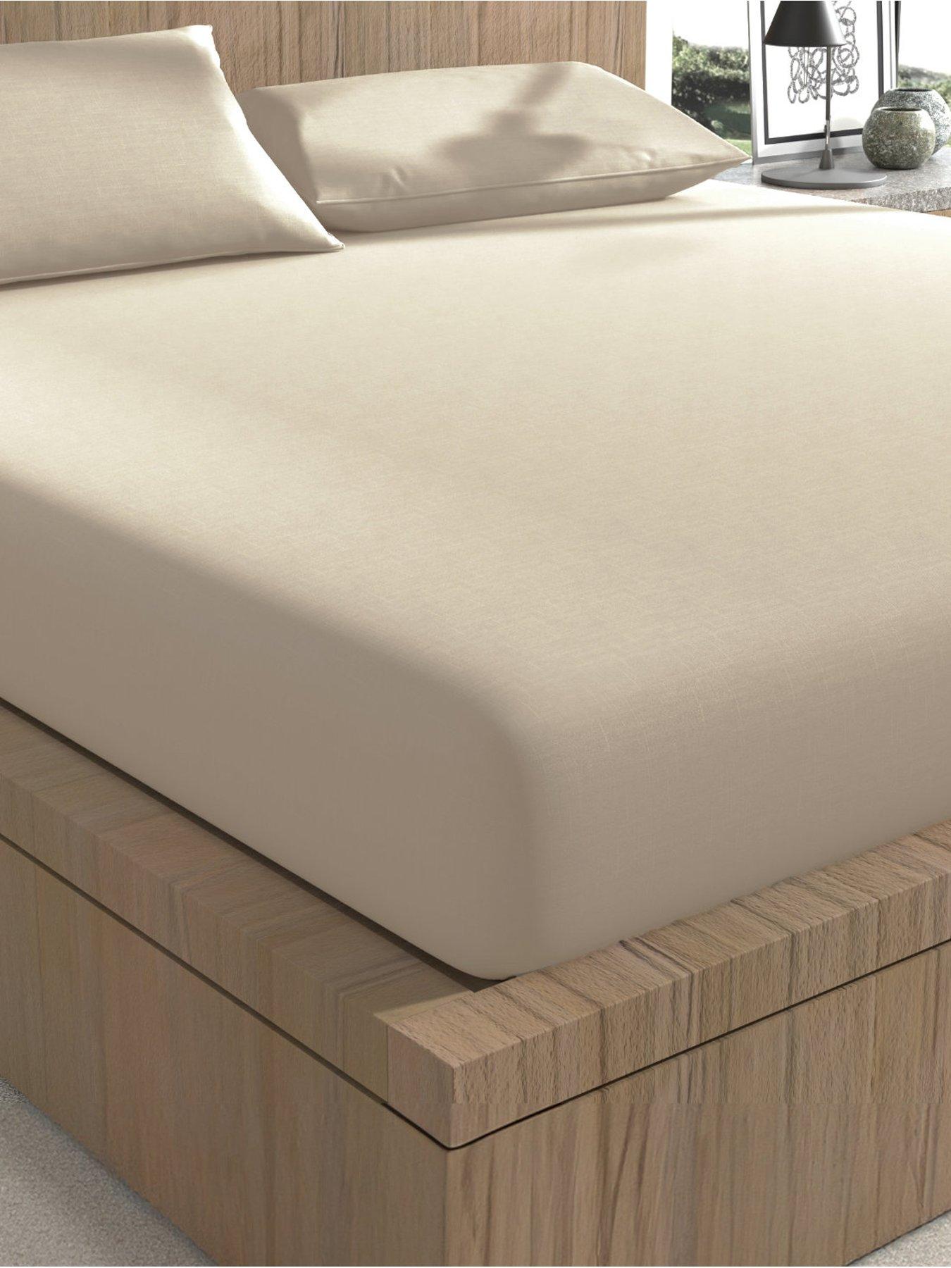 front image of panda-london-bamboo-amp-french-linen-fitted-sheet-natural