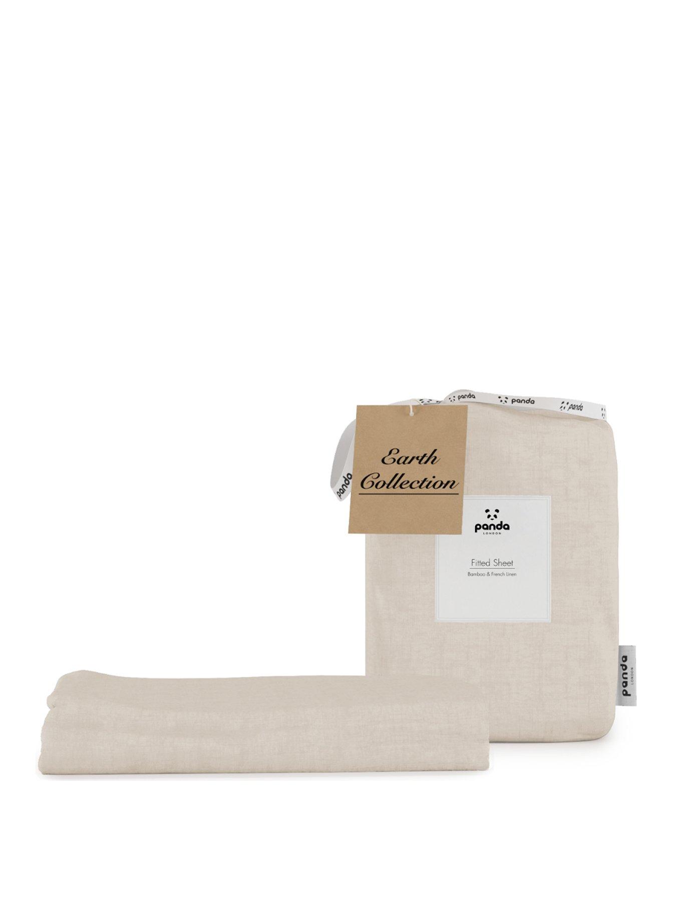  image of panda-london-bamboo-amp-french-linen-fitted-sheet-natural