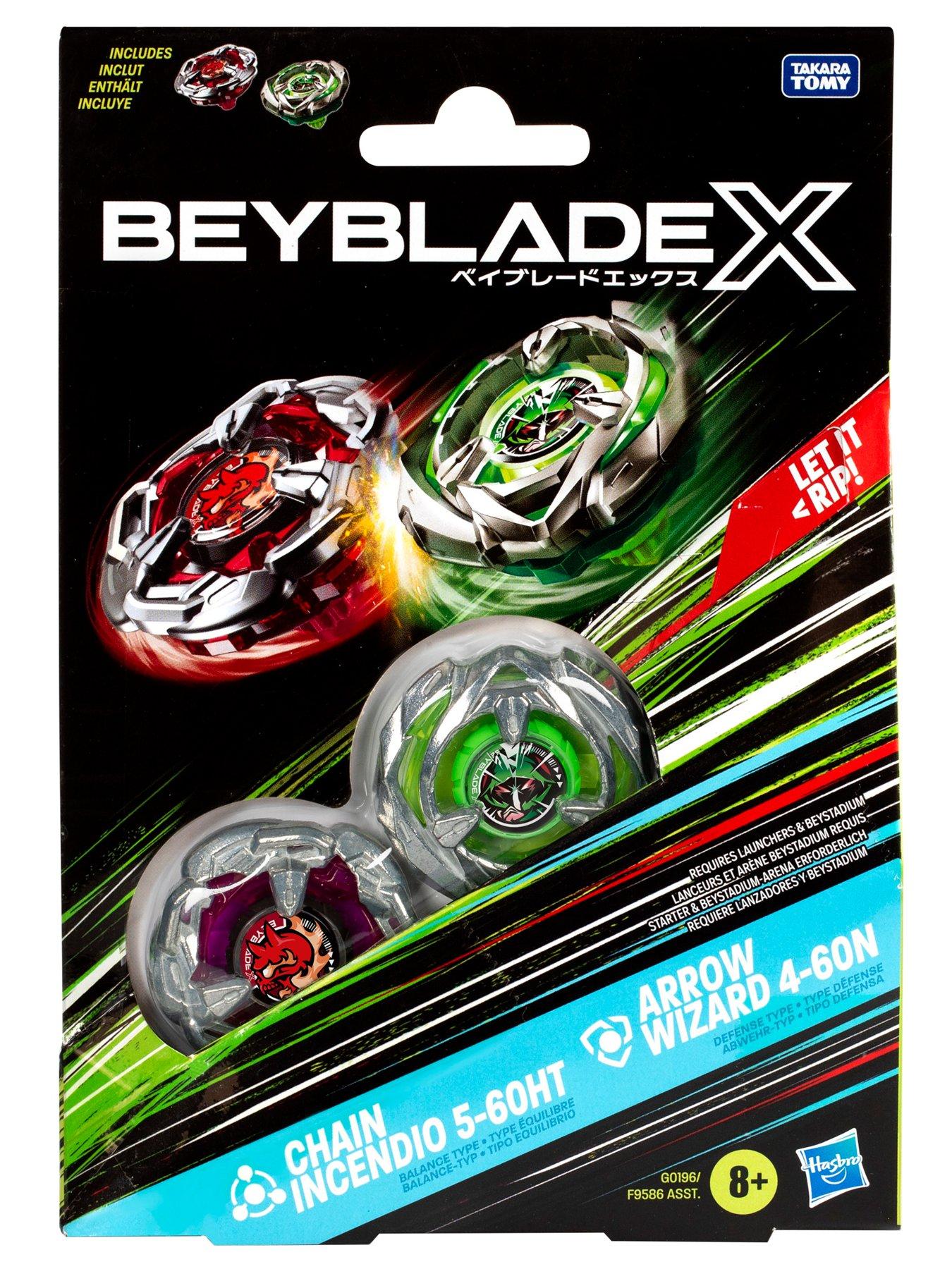 image of beyblade-x-chain-incendio-5-60ht-and-arrow-wizard-4-60n-top-dual-pack-set