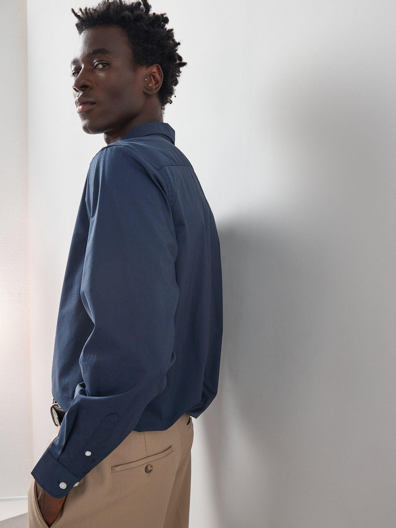  image of the-very-collection-longsleeve-regular-fit-easy-care-smart-shirt-navy