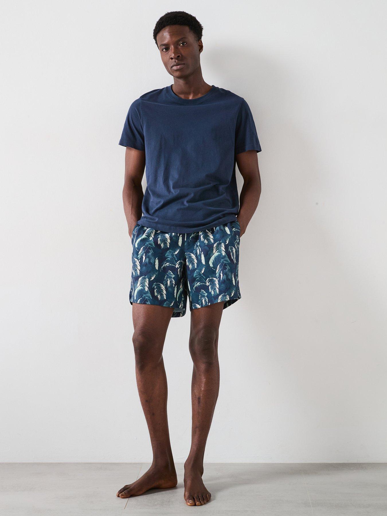  image of very-man-palm-leaf-printed-swim-shorts-blue