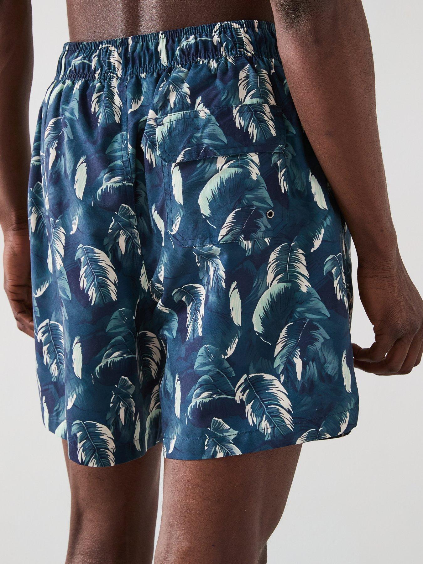  image of very-man-palm-leaf-printed-swim-shorts-blue