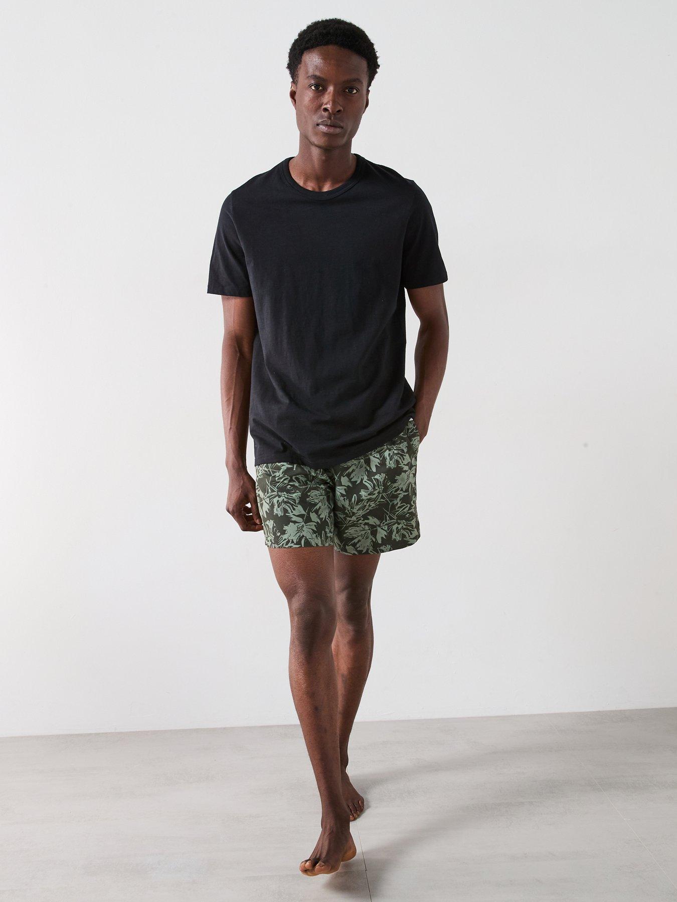  image of very-man-abstract-palm-printed-swim-shorts-khaki
