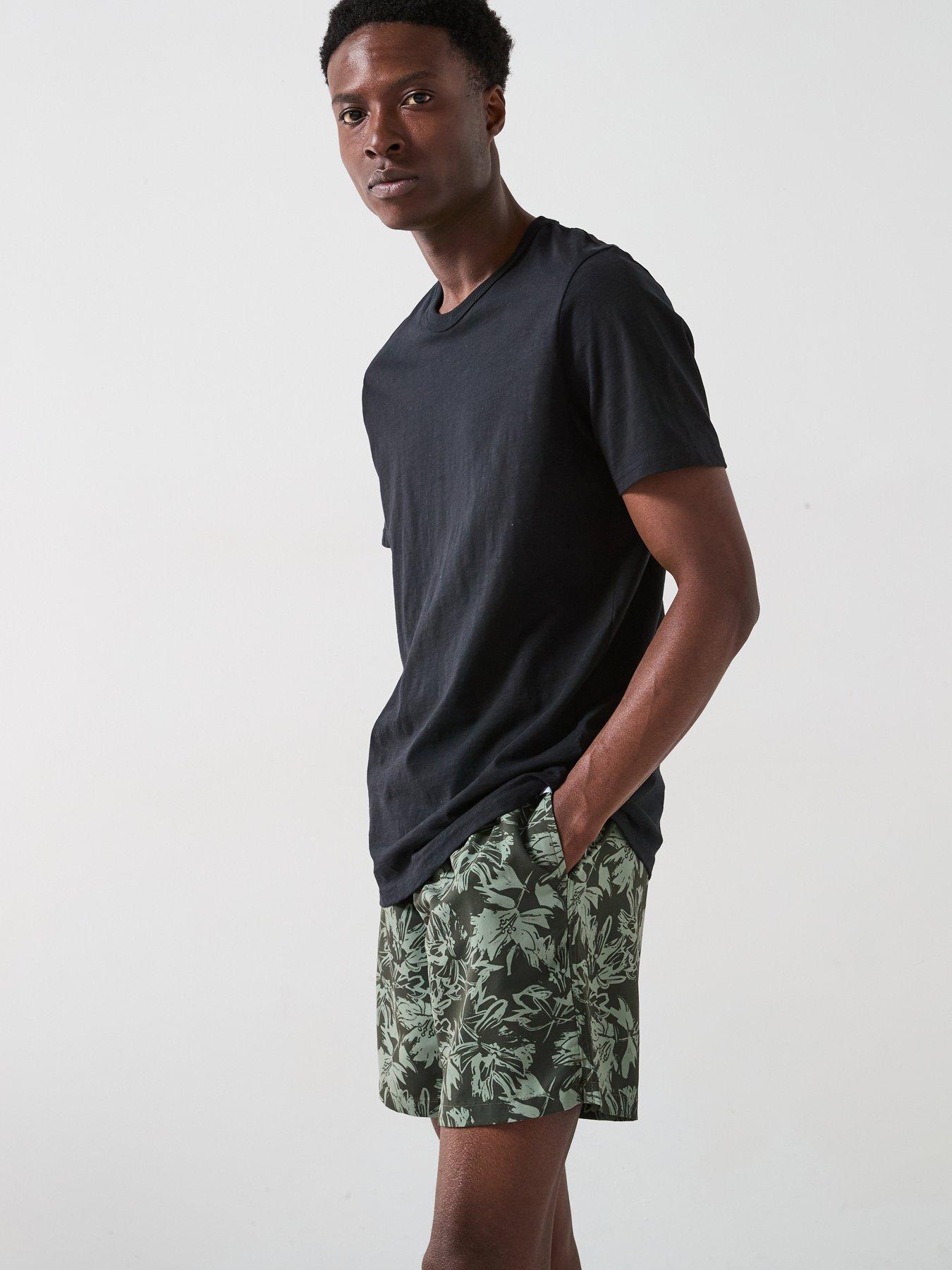  image of very-man-abstract-palm-printed-swim-shorts-khaki