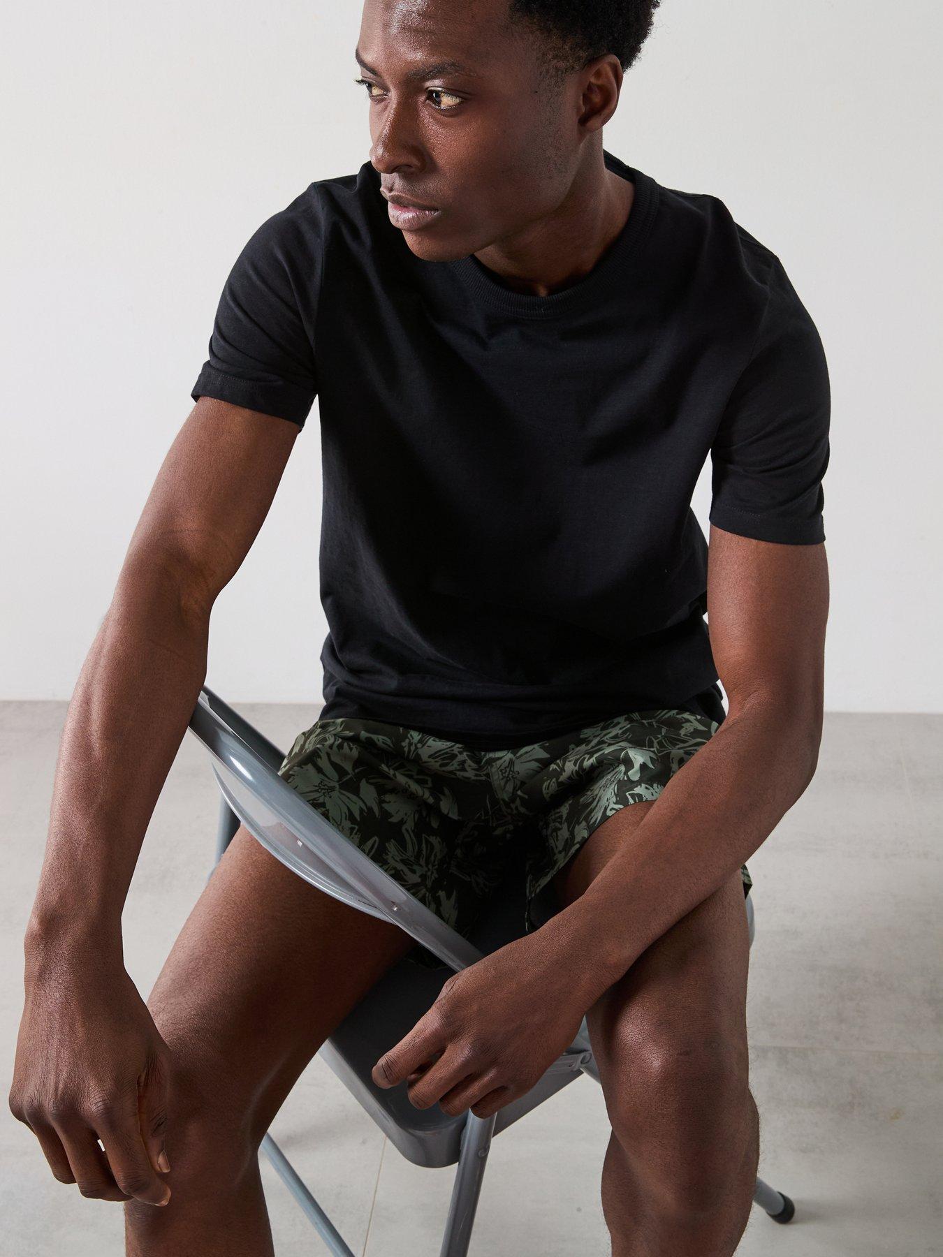  image of very-man-abstract-palm-printed-swim-shorts-khaki