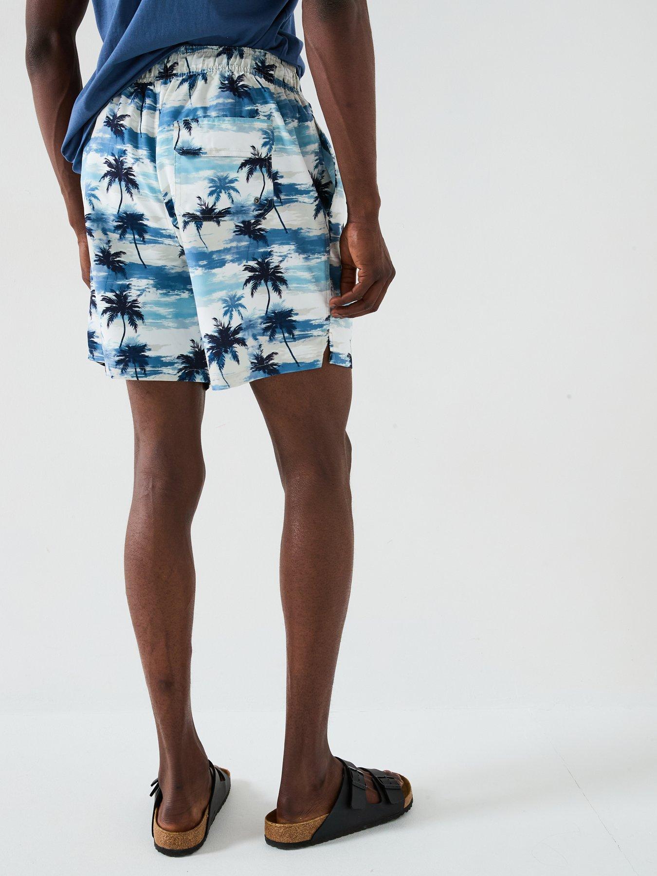  image of very-man-palm-border-printed-swim-shorts-blue