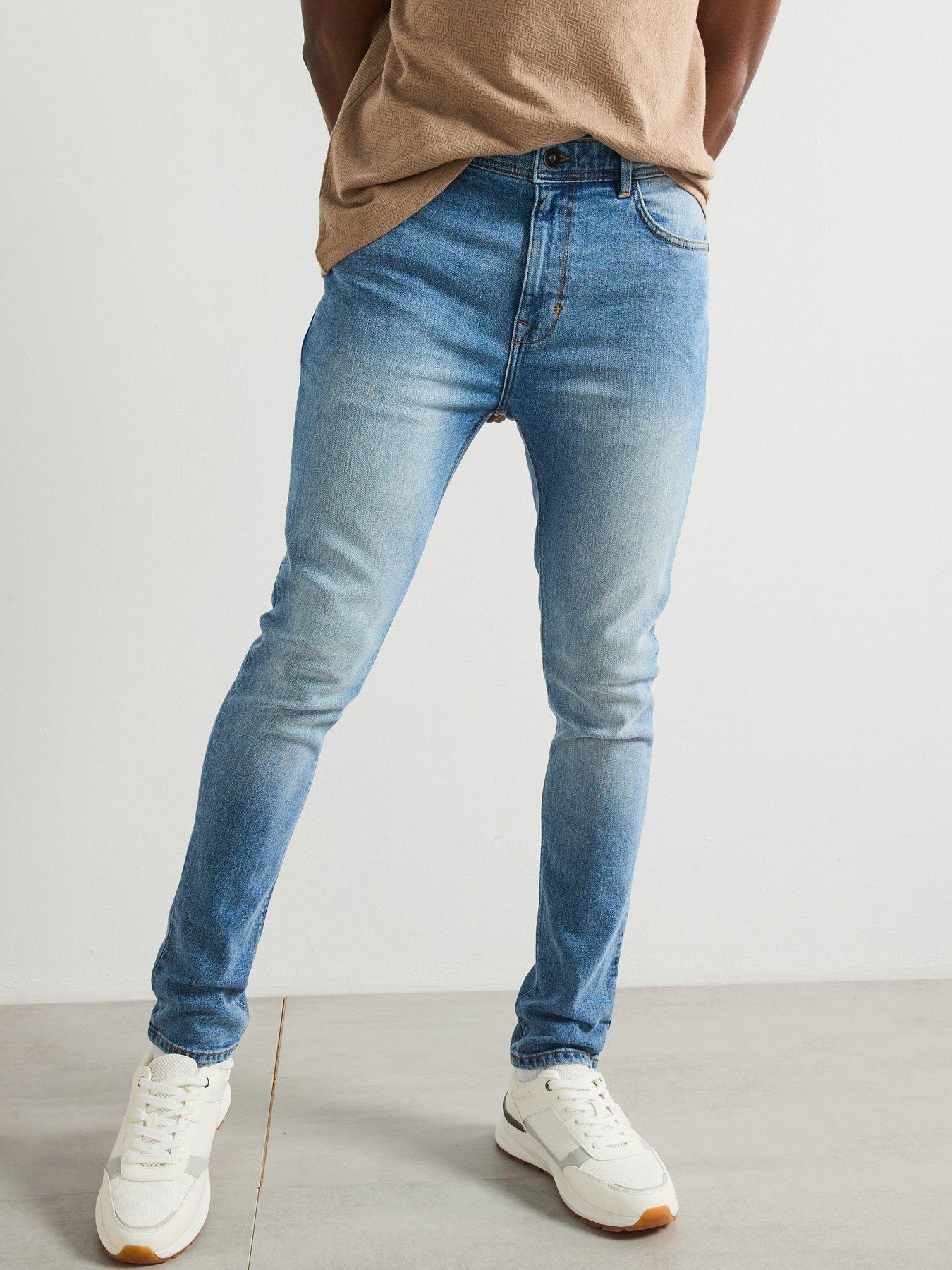 Very Man Skinny Fit Jeans With Stretch - Light Blue