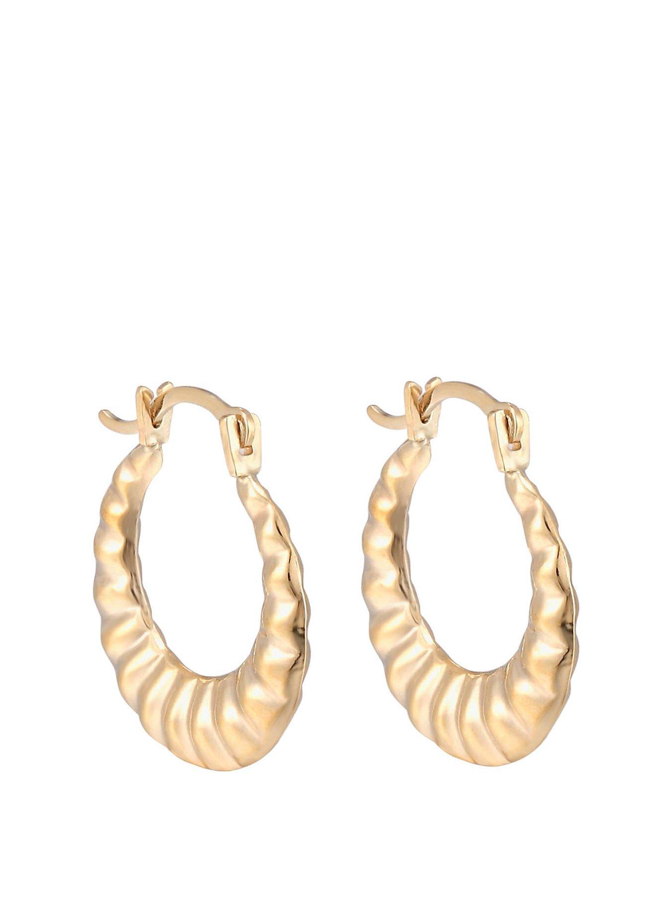 the-love-collection-9ct-gold-ribbed-creole-hoop-earrings