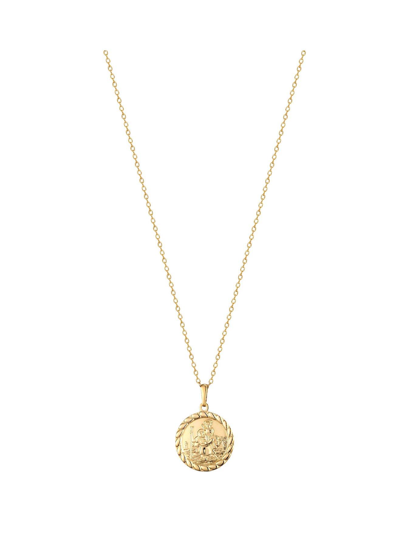  image of the-love-collection-9ct-gold-st-christopher-medallion-with-curb-chain