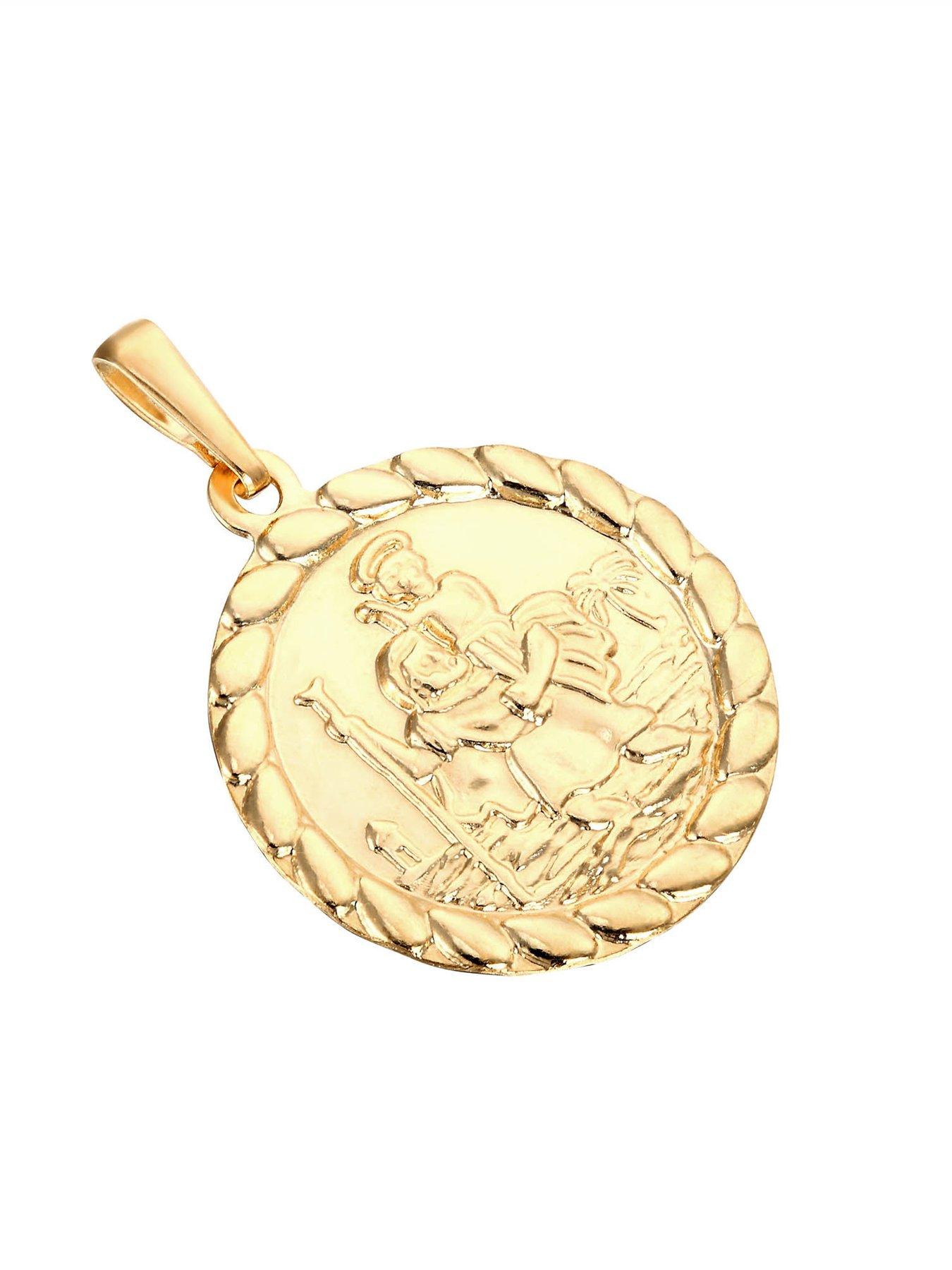  image of the-love-collection-9ct-gold-st-christopher-medallion-with-curb-chain