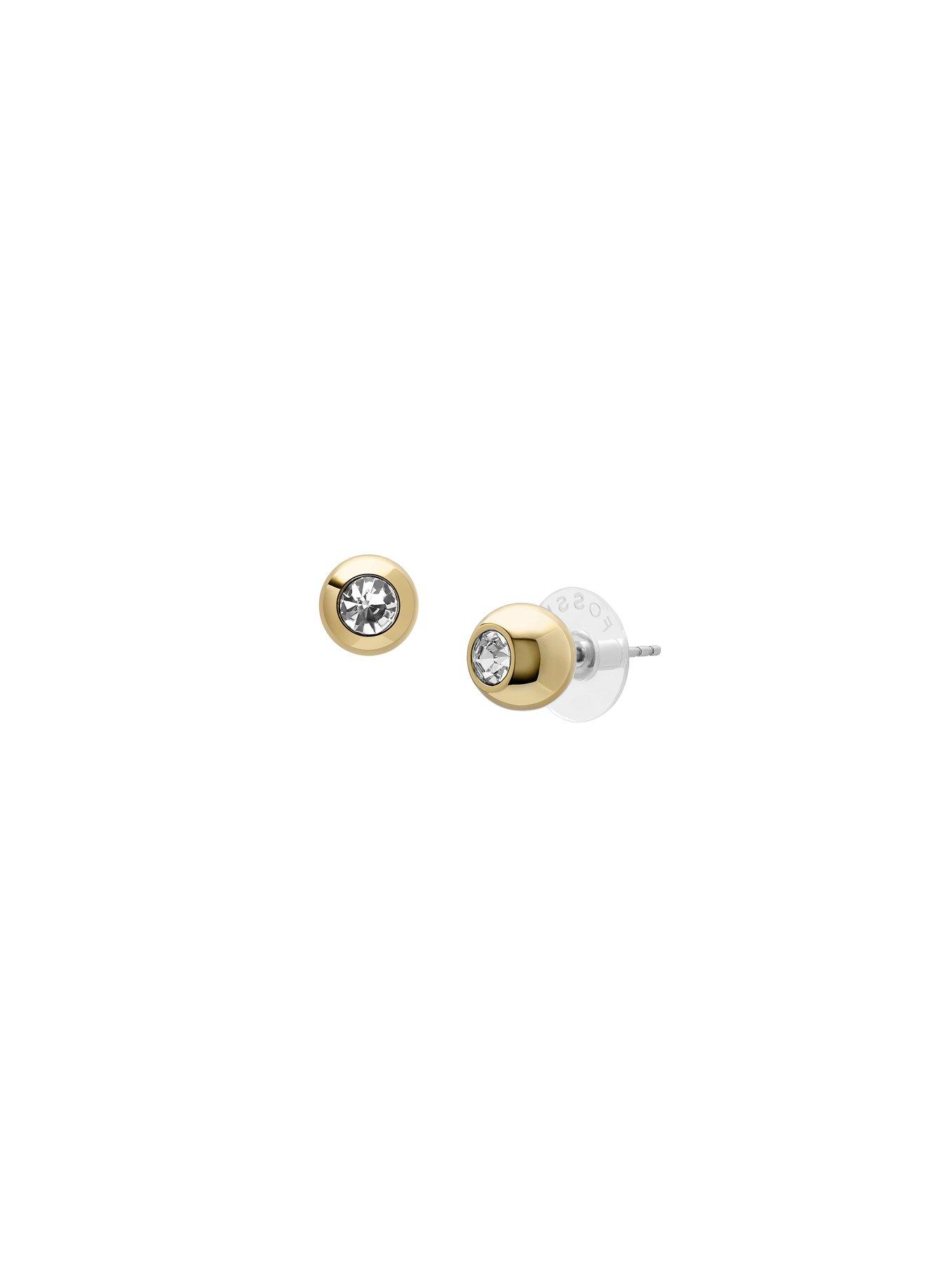  image of fossil-womens-bright-baubles-gold-tone-brass-stud-earrings