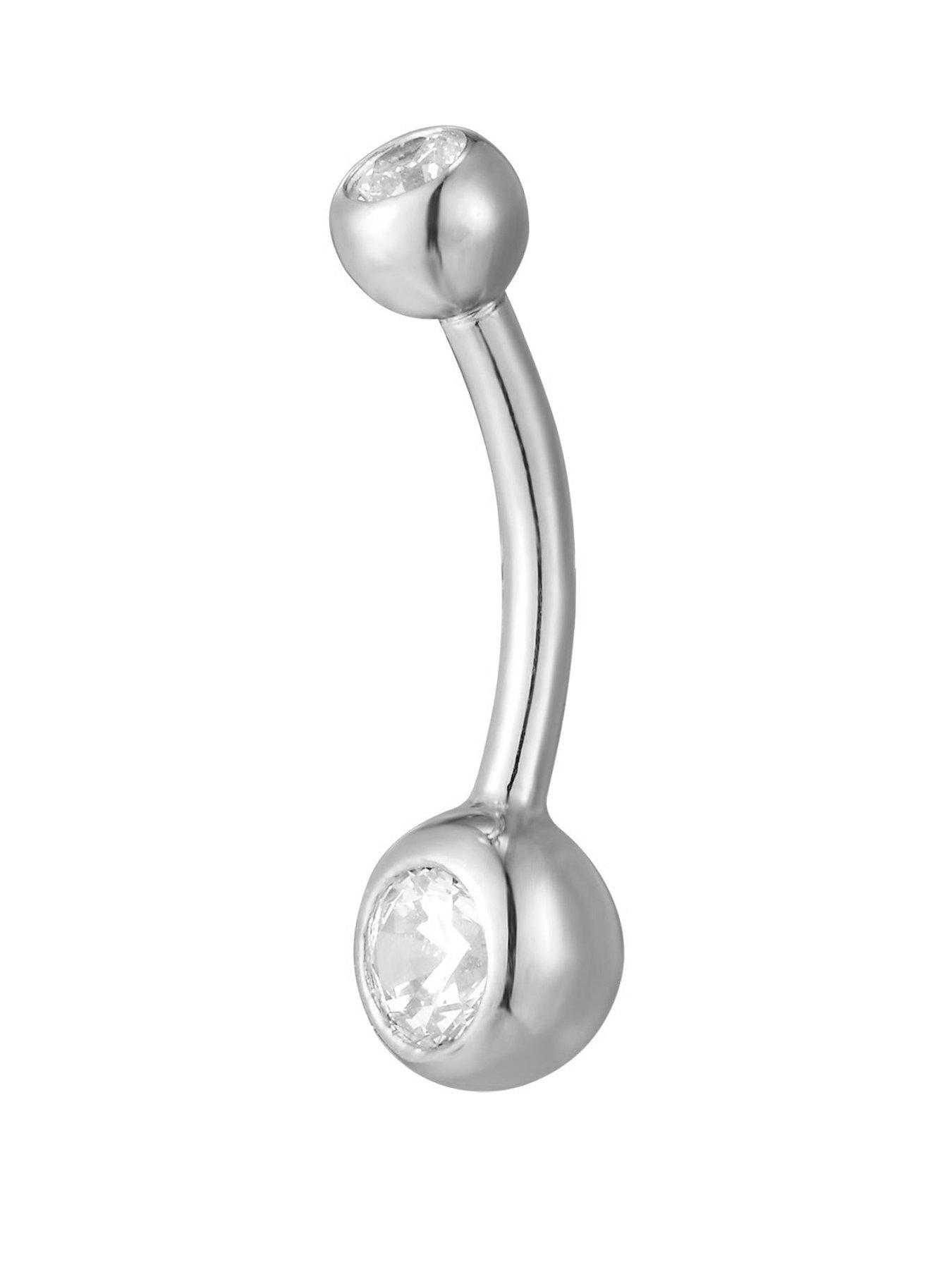 Seol + Gold CZ Bezel Belly Bar