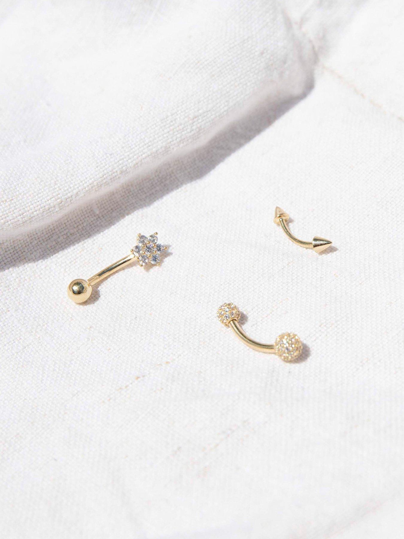 Image 2 of 4 of Seol + Gold Flower Cz Belly Bar - Gold