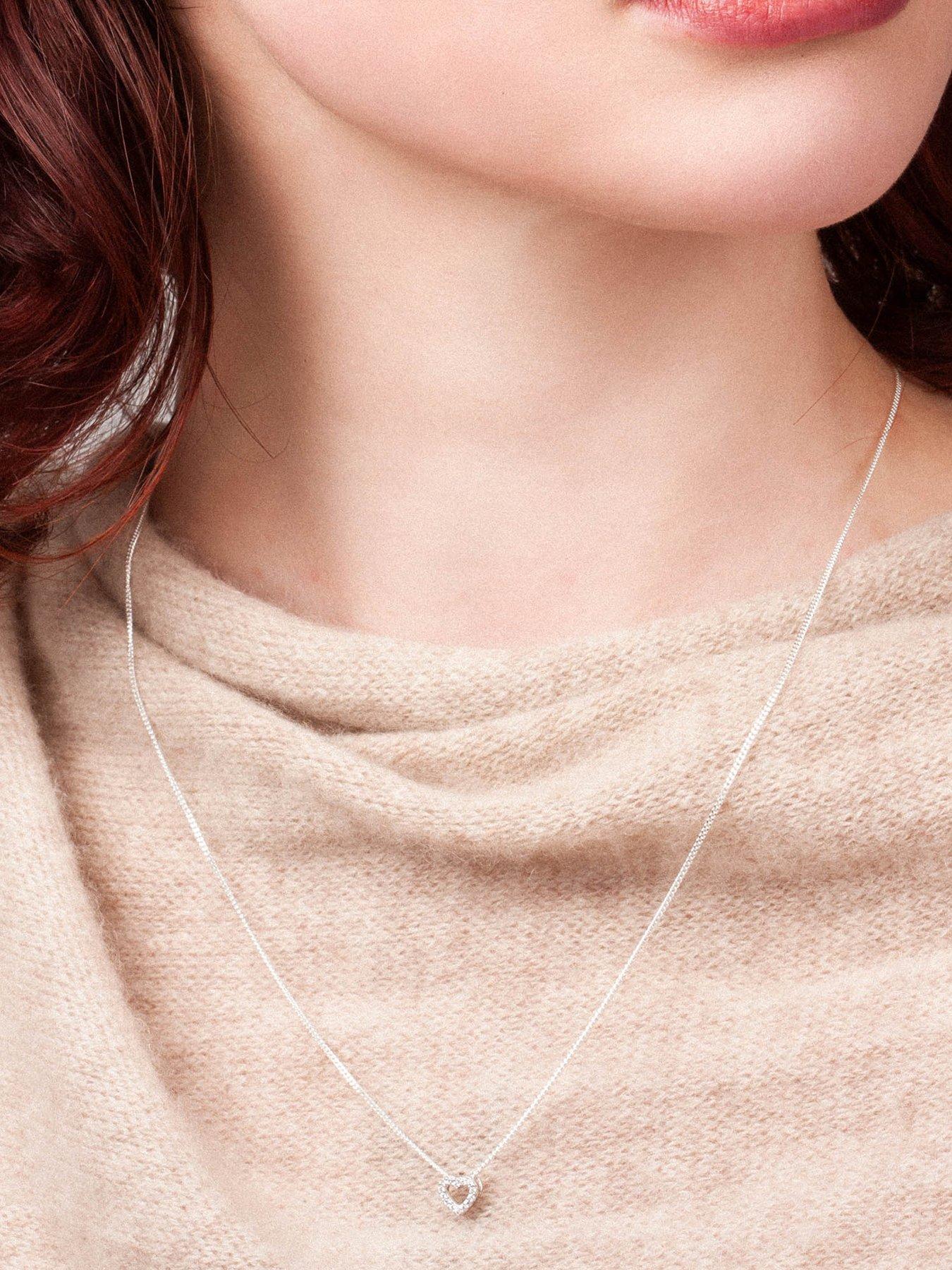 Image 2 of 6 of The Love Collection Tiny Heart CZ Pendant & Stud Earring set