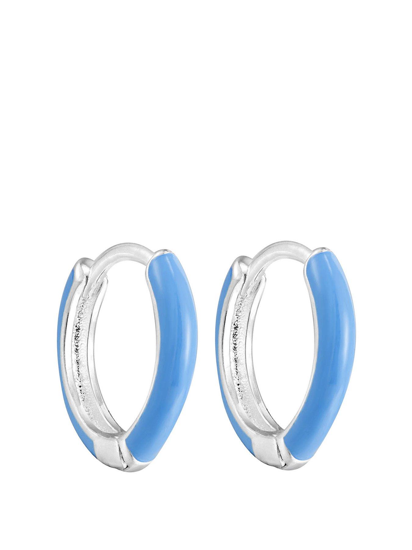 the-love-collection-sterling-silver-blue-enamel-hoops