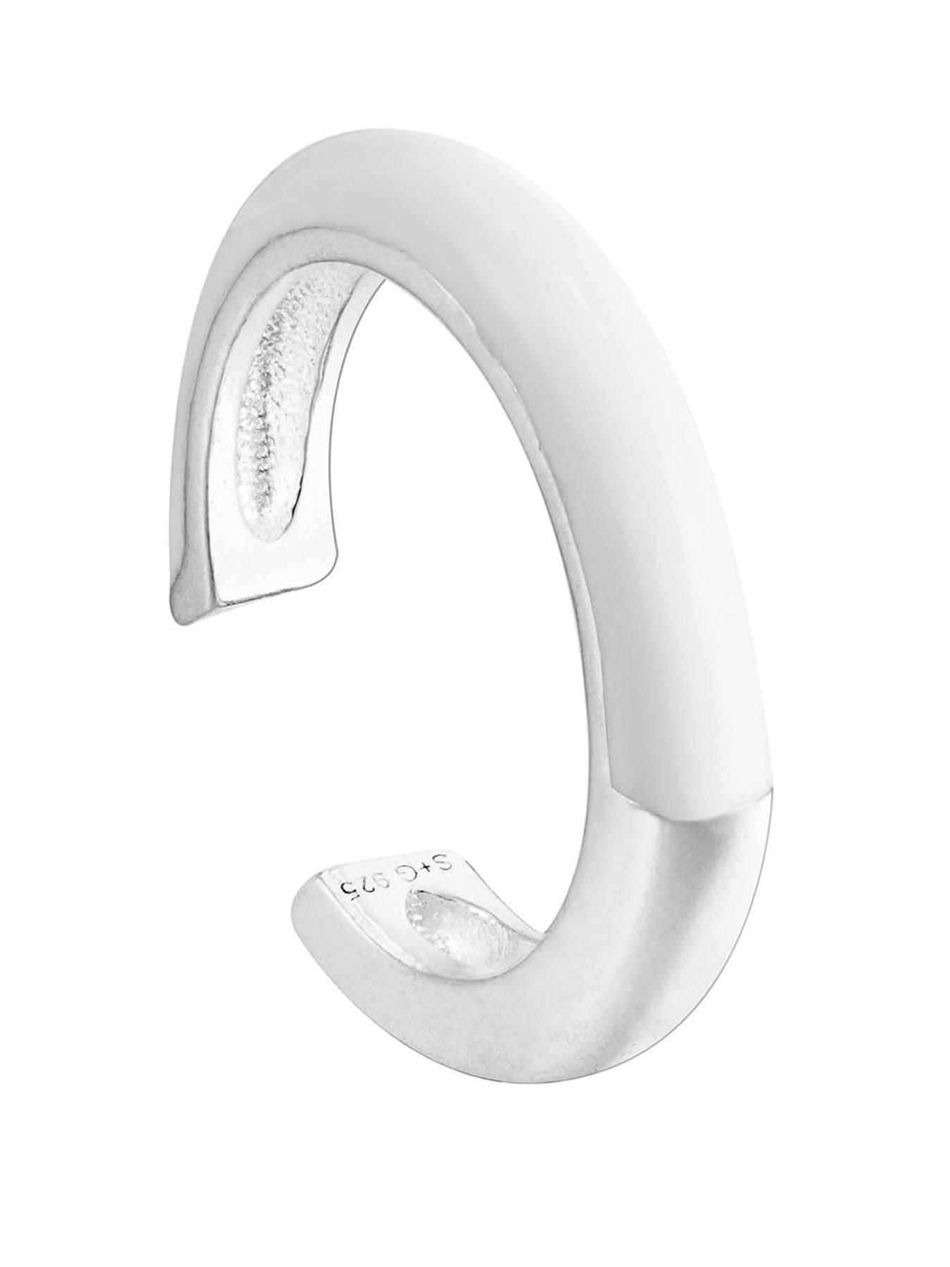 undefined Sterling Silver White Enamel Cuff