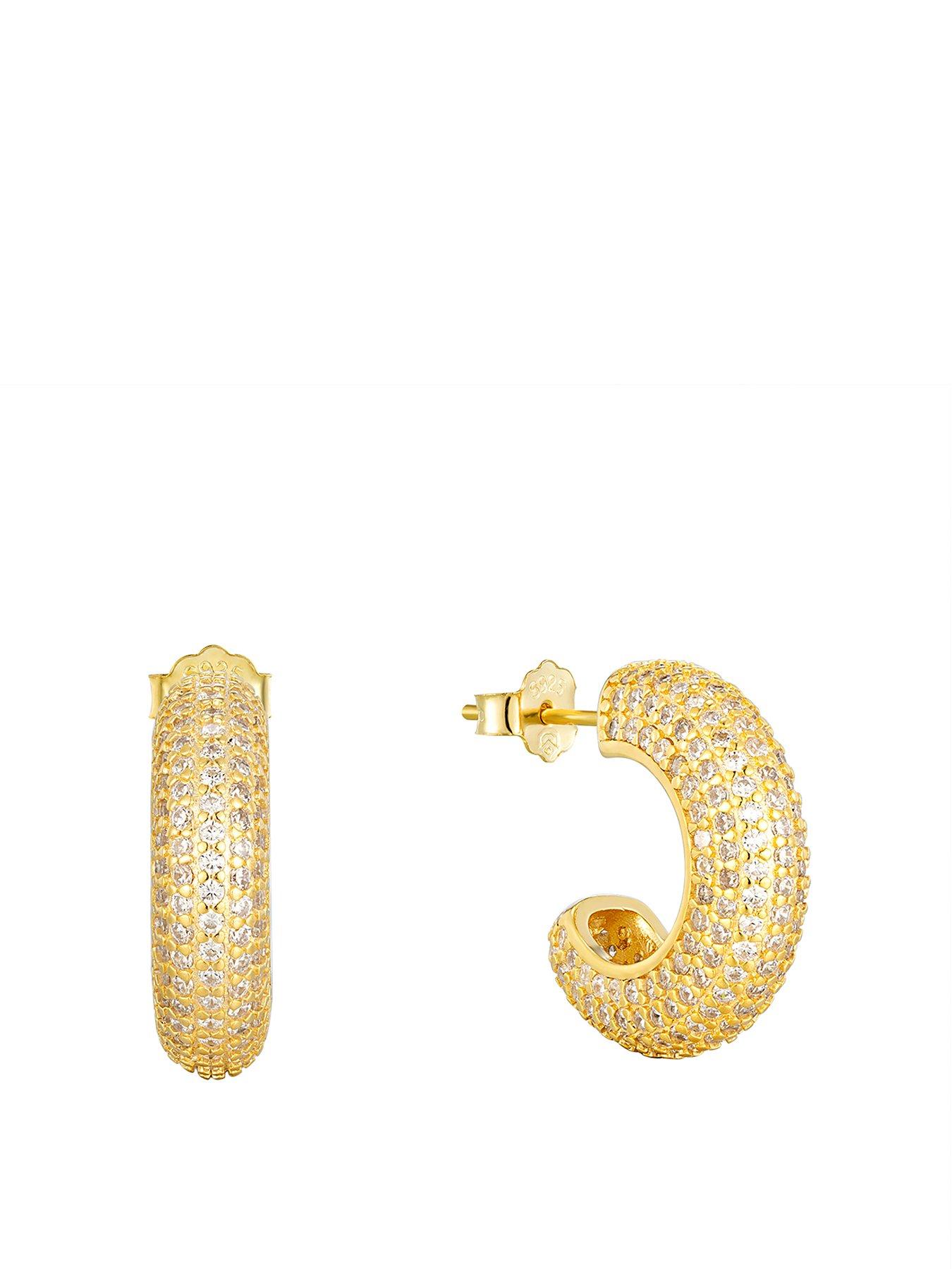  image of seol-gold-cz-pave-chunky-half-hoops