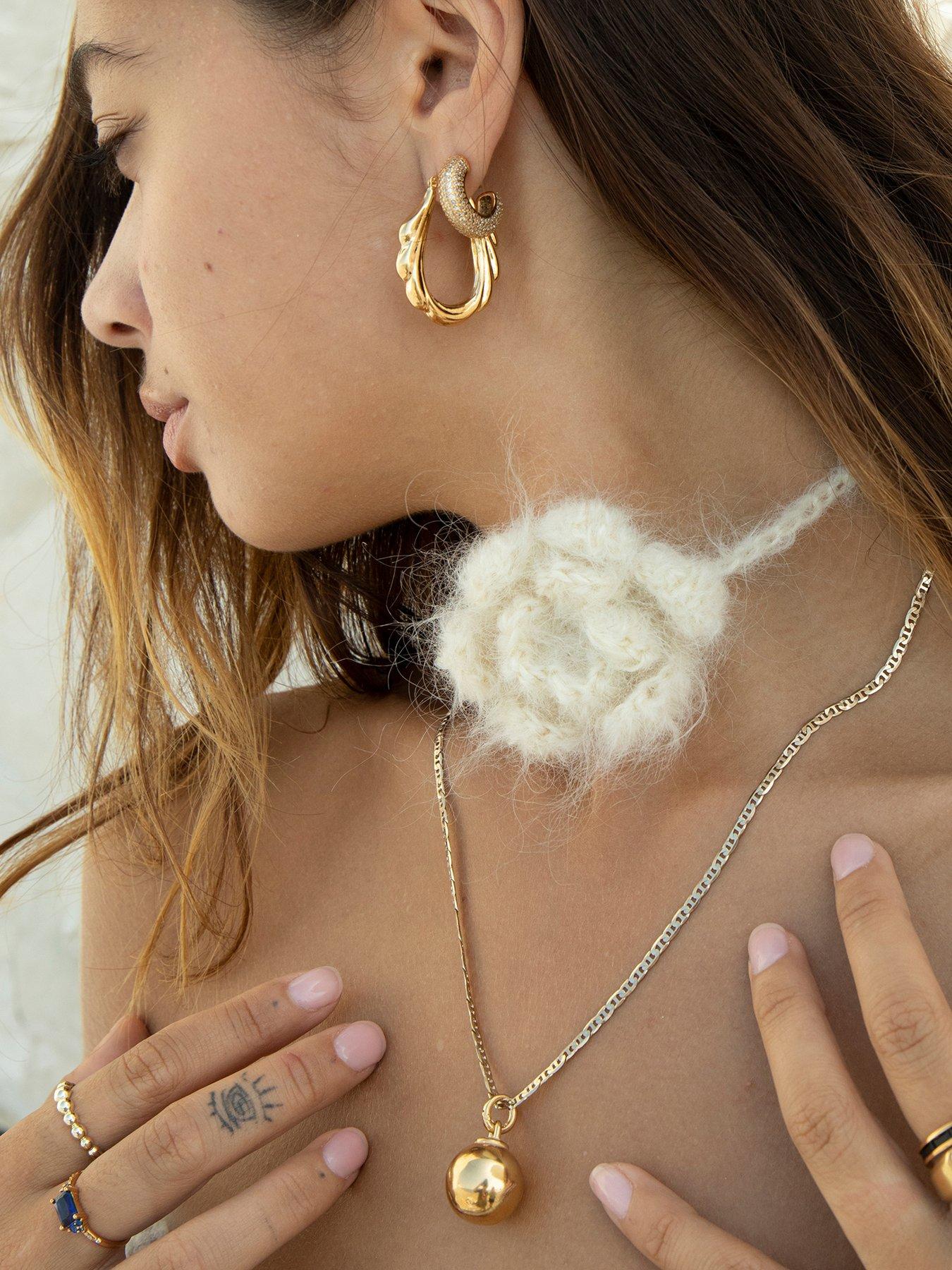  image of seol-gold-cz-pave-chunky-half-hoops