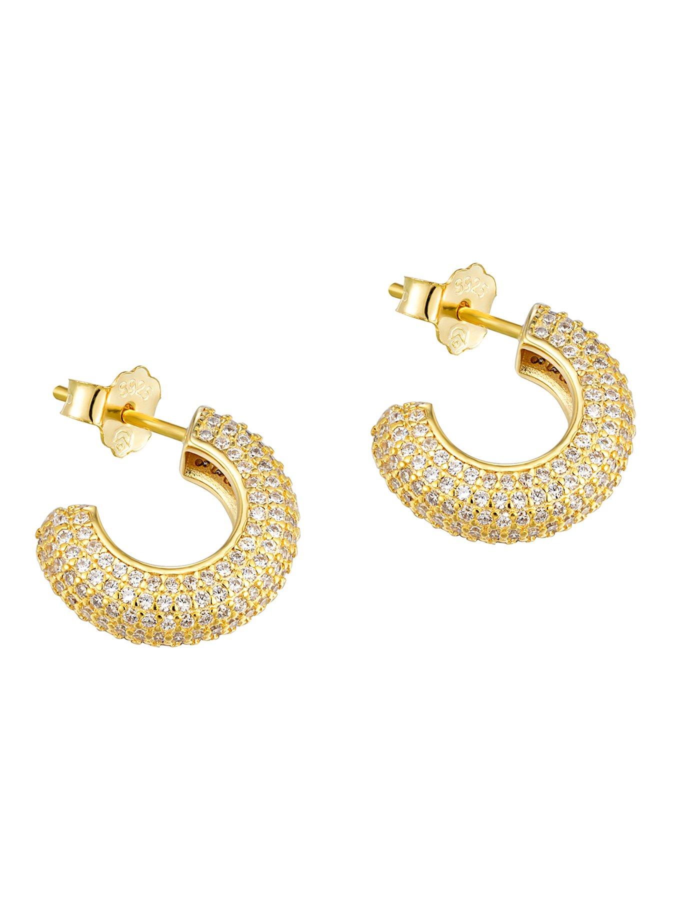  image of seol-gold-cz-pave-chunky-half-hoops