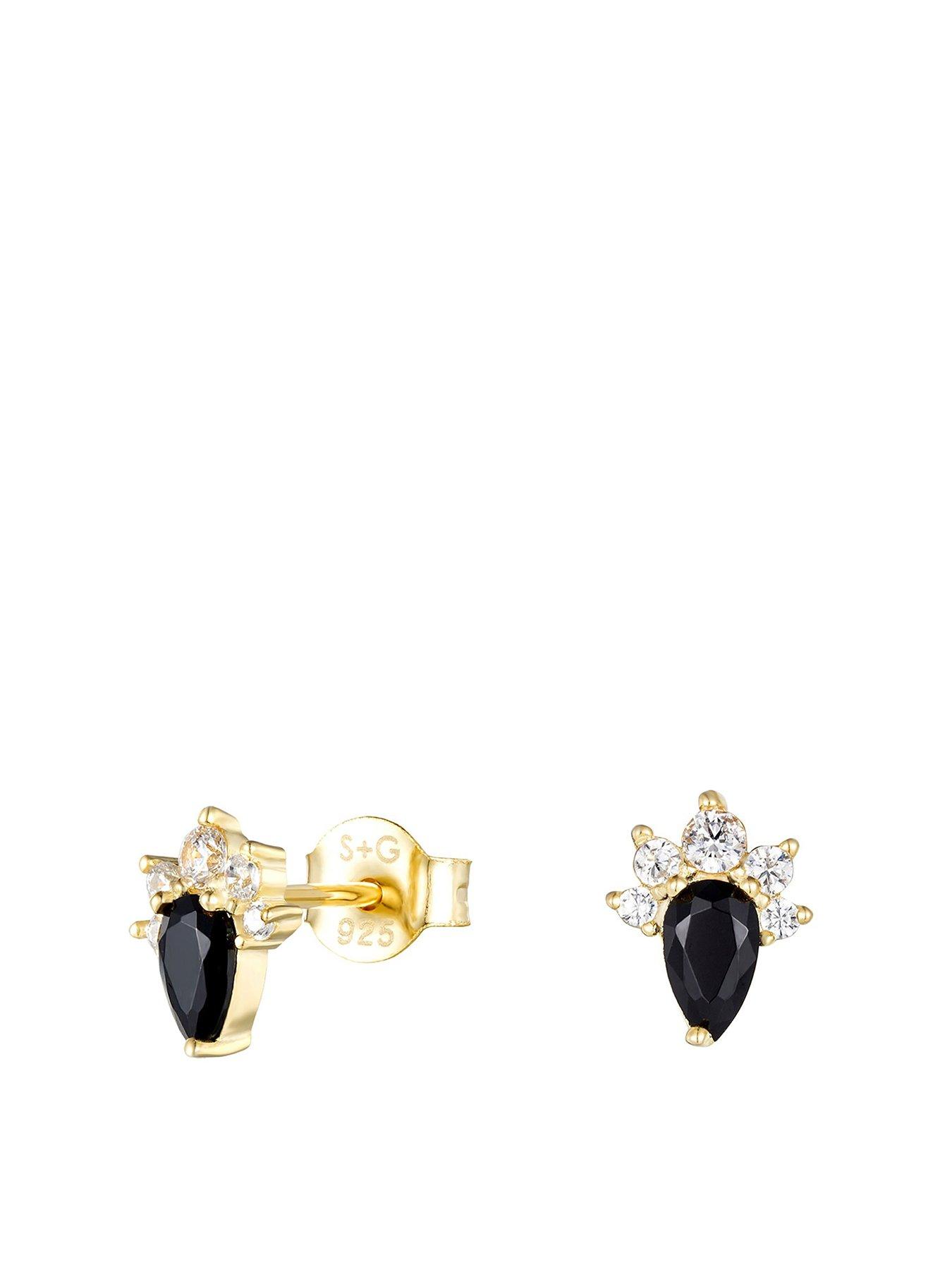  image of seol-gold-onyx-cz-cluster-stud-earrings