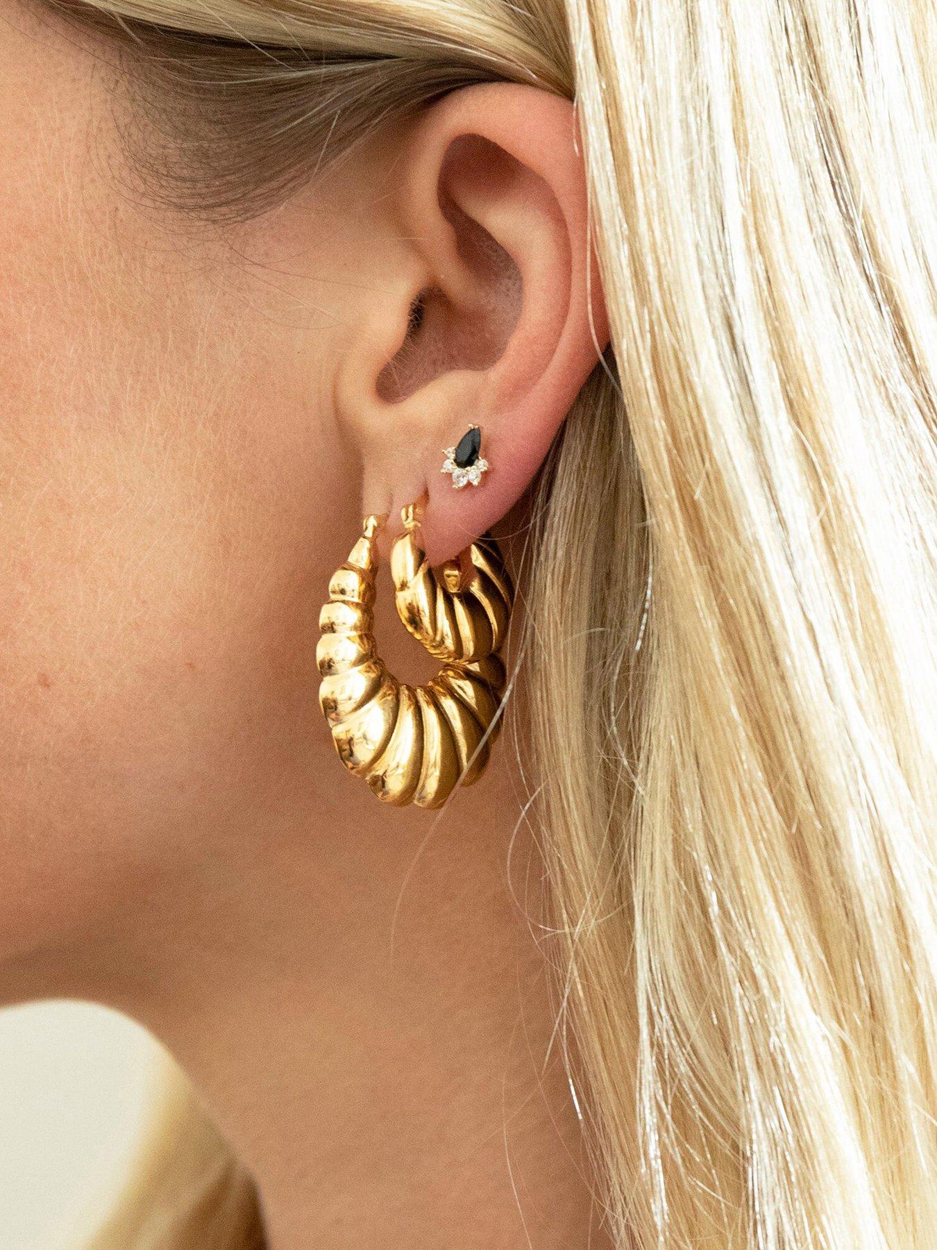  image of seol-gold-onyx-cz-cluster-stud-earrings