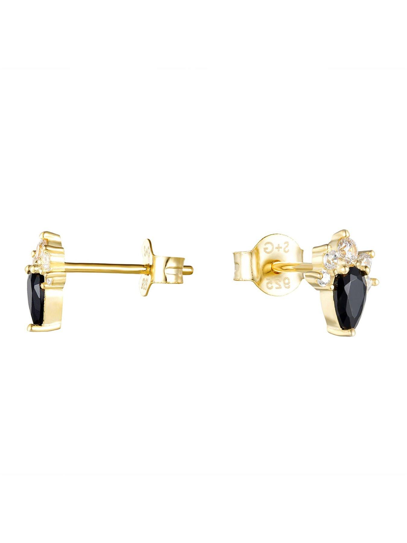  image of seol-gold-onyx-cz-cluster-stud-earrings