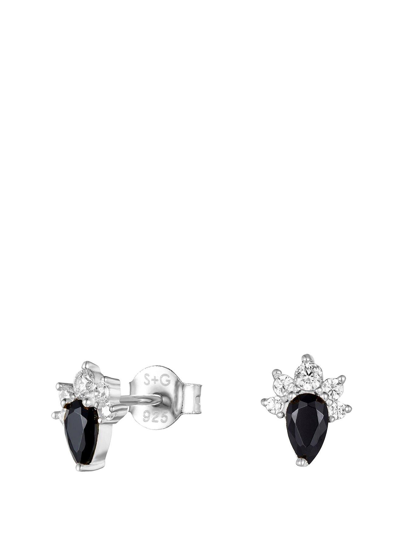 undefined Onyx CZ Cluster Stud Earrings