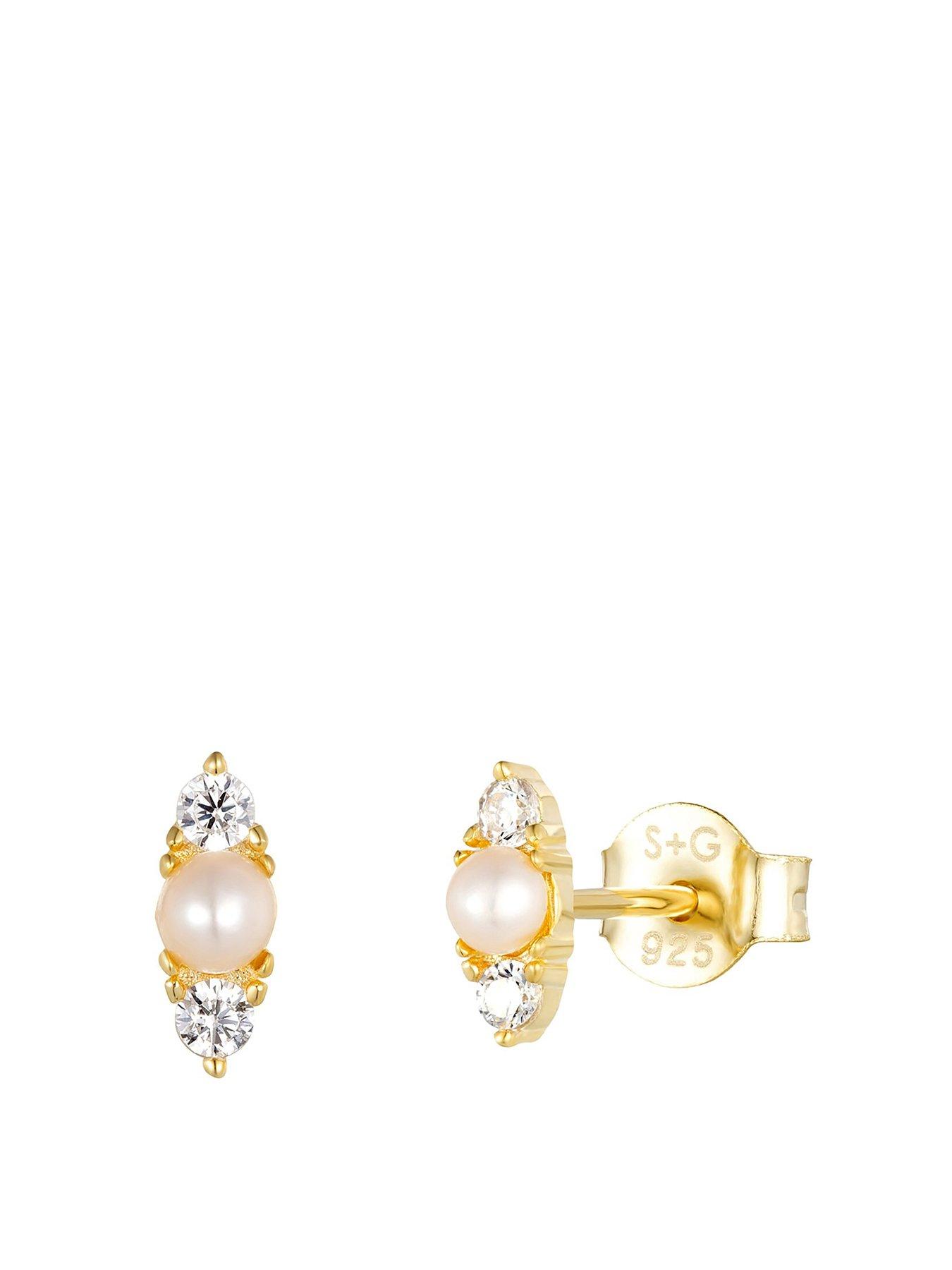 undefined Pearl CZ Stud Earrings