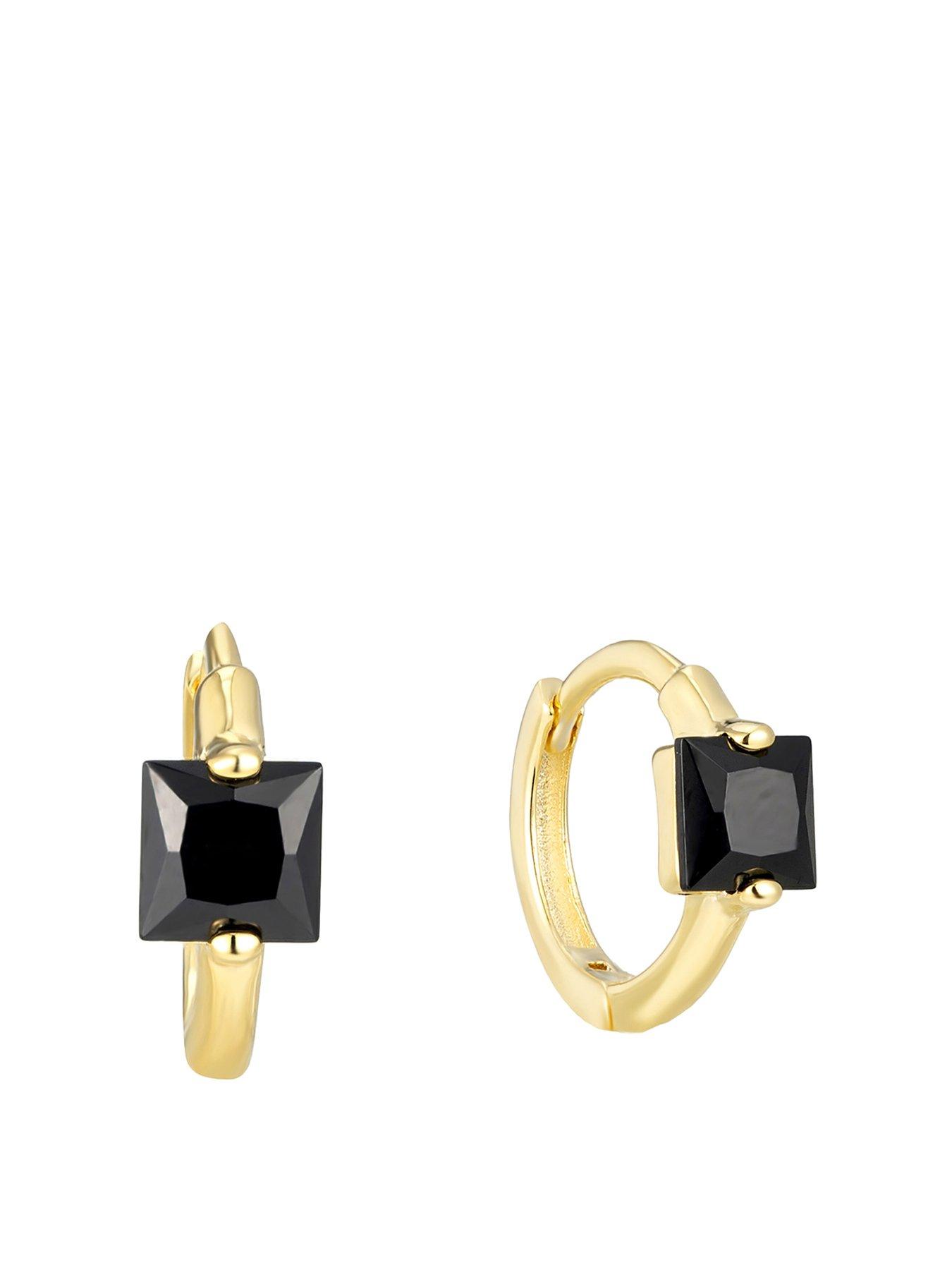 undefined Tiny Black CZ Square Hoops
