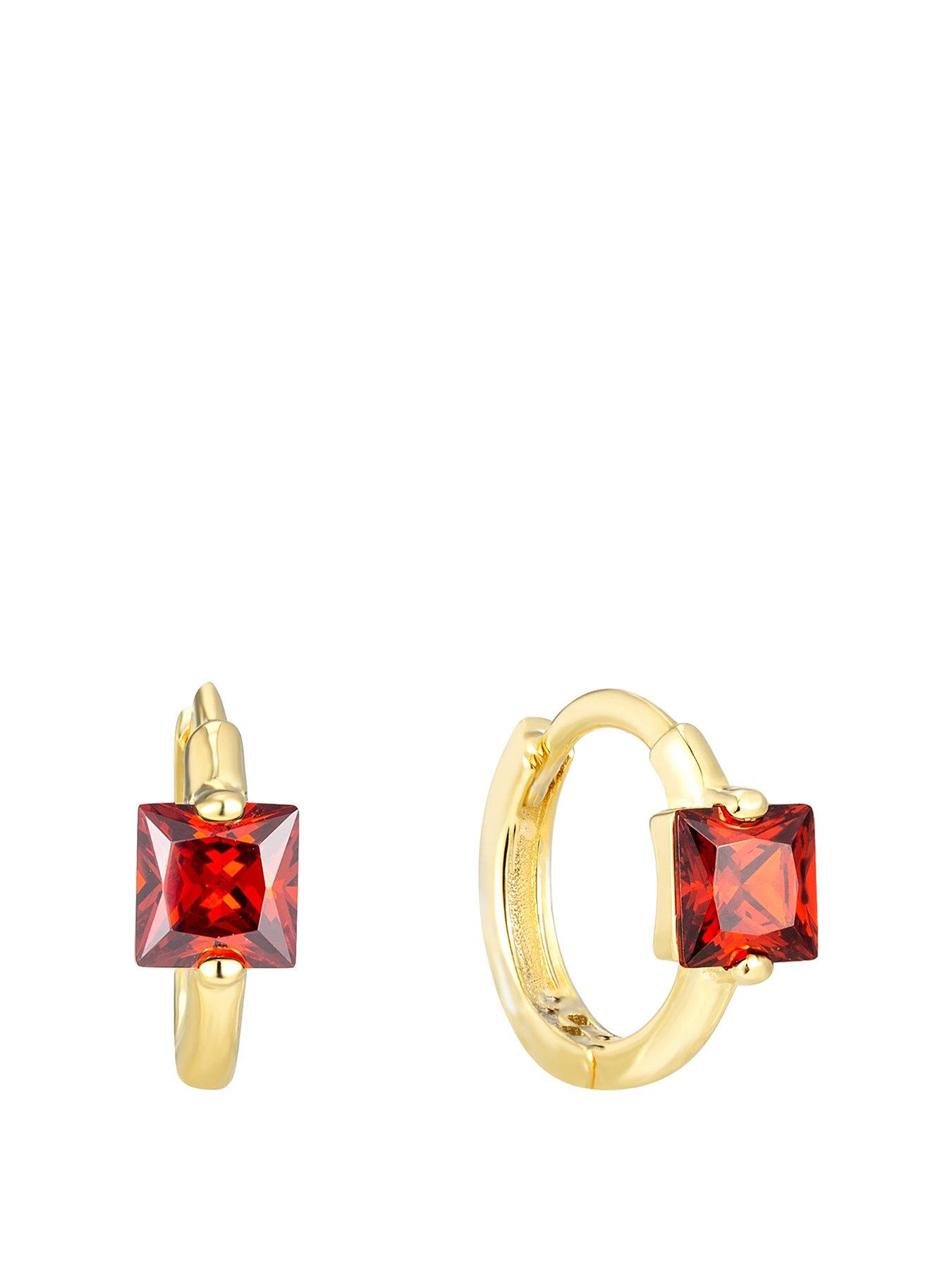 undefined Tiny Garnet CZ Square Hoops