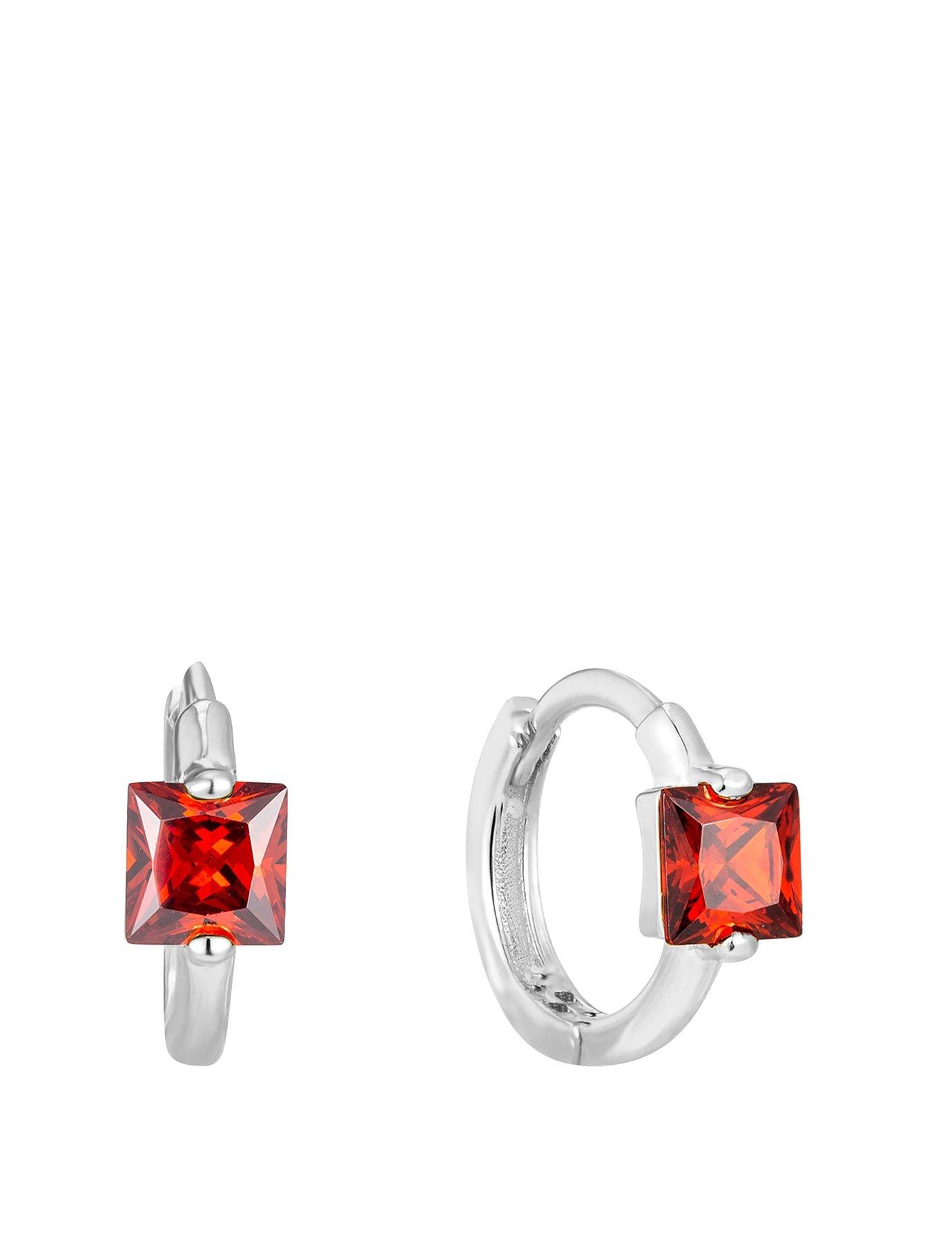 undefined Tiny Garnet CZ Square Hoops