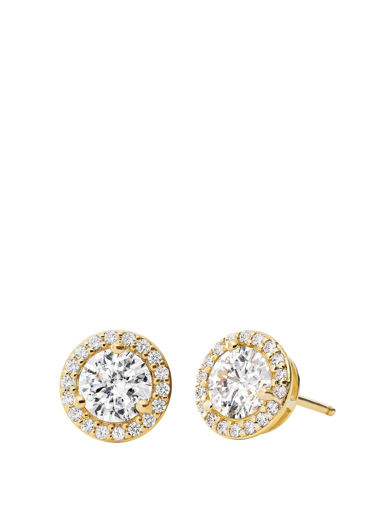 Michael Kors Women's 14k Gold-plated Sterling Silver Cz Halo Studs