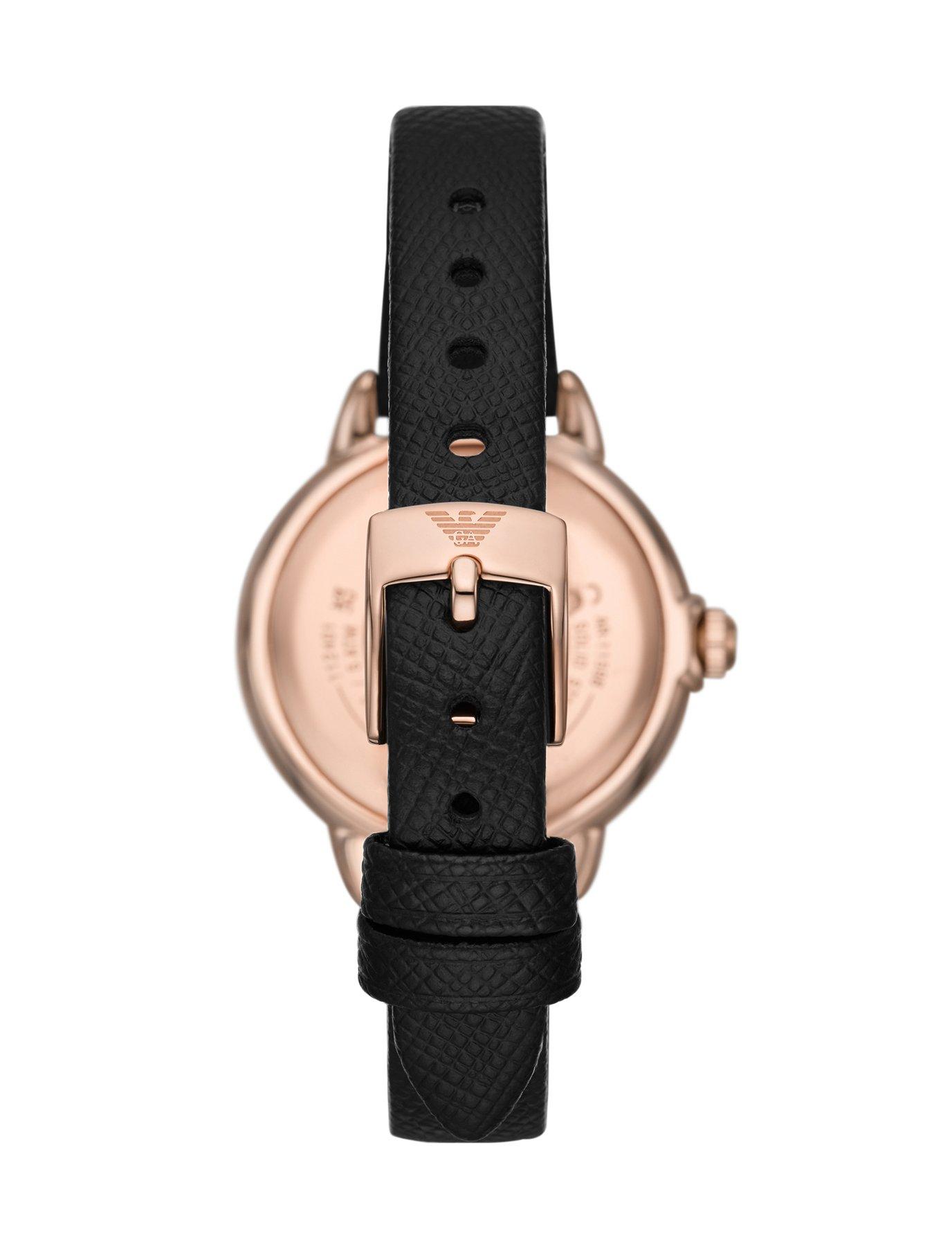  image of emporio-armani-womens-3-hand-rose-gold-tone-stainless-steel-watch