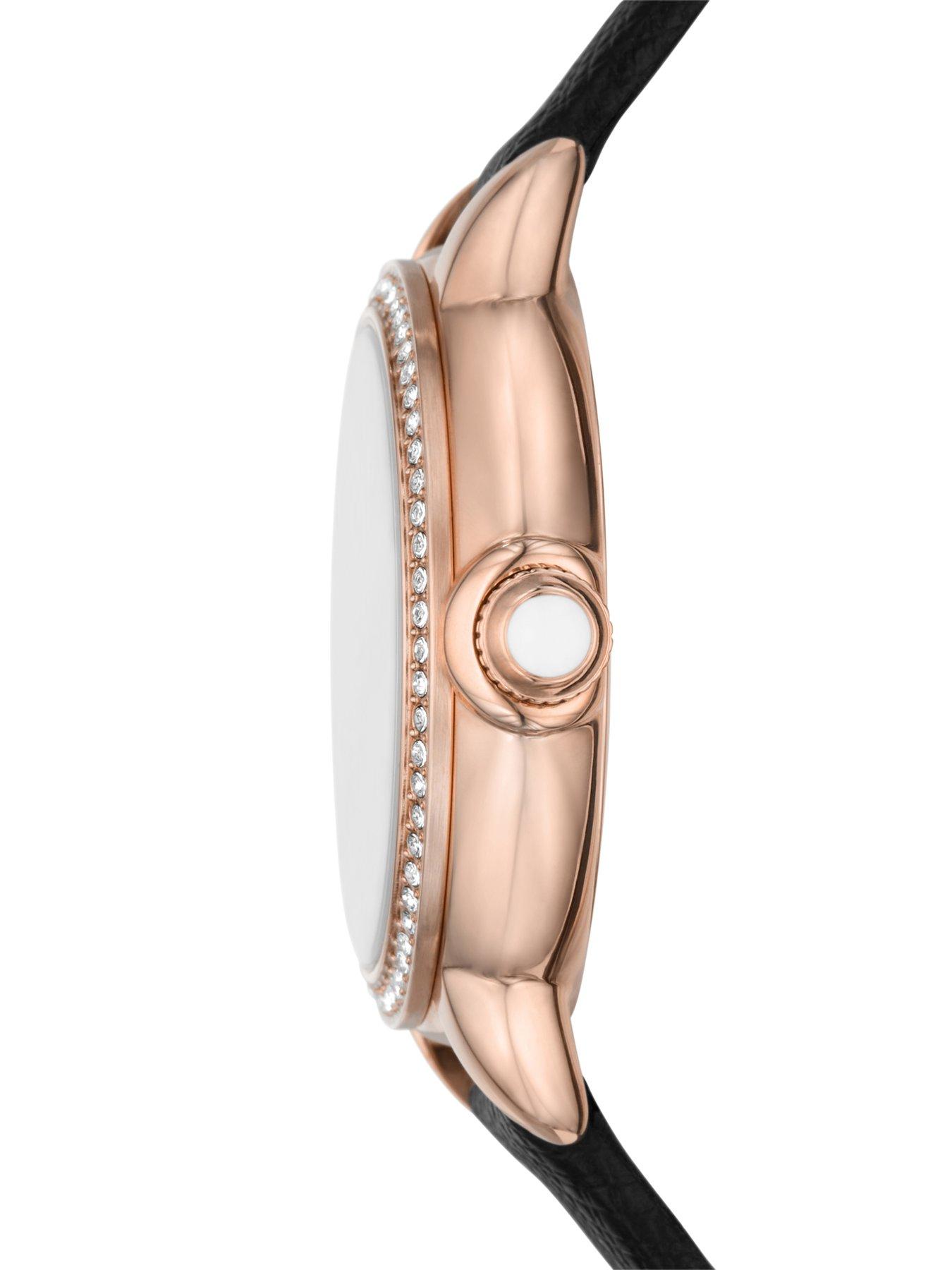  image of emporio-armani-womens-3-hand-rose-gold-tone-stainless-steel-watch