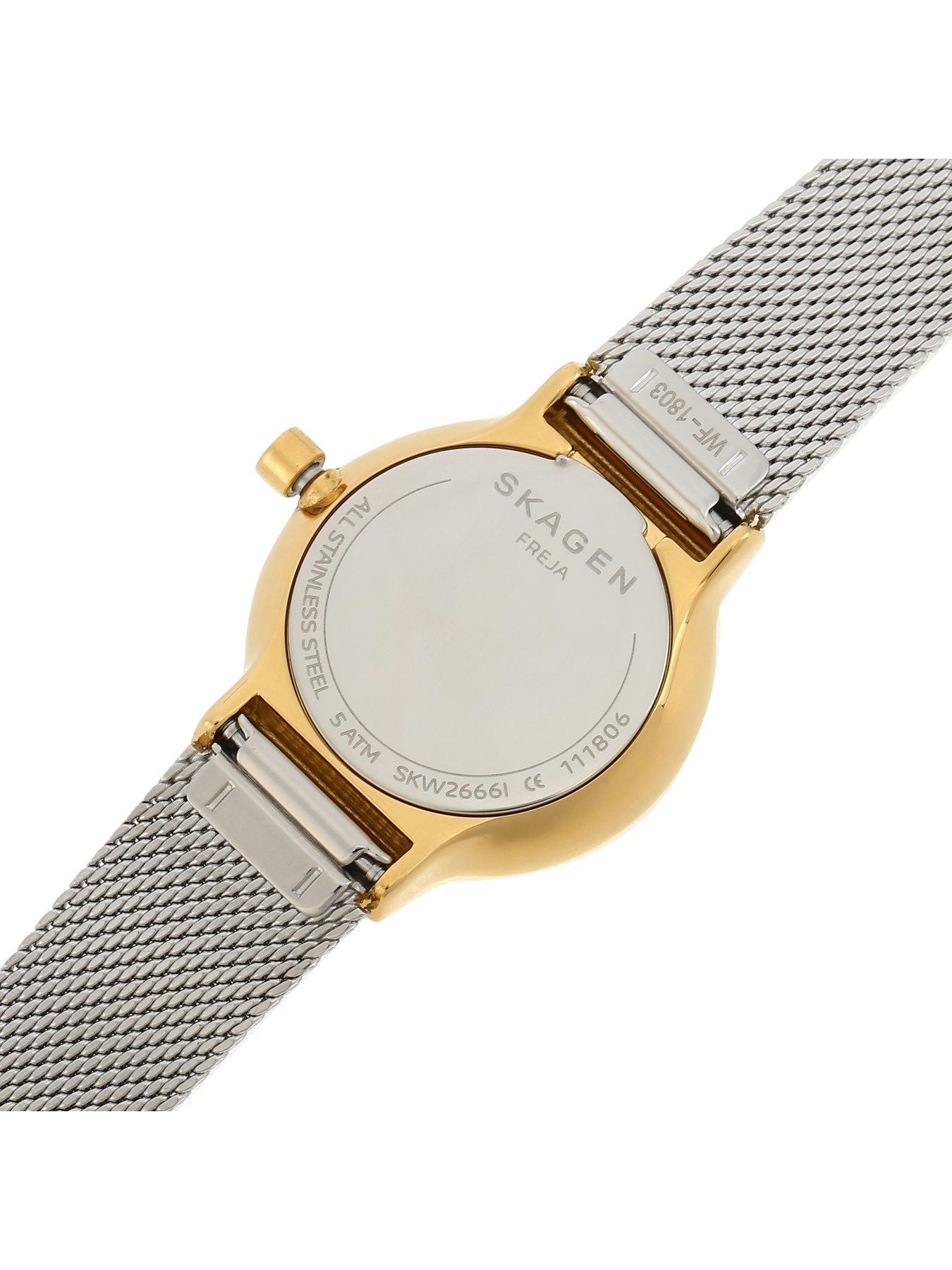  image of skagen-women-s-freja-lille-two-hand-gold-tone-stainless-steel-watch