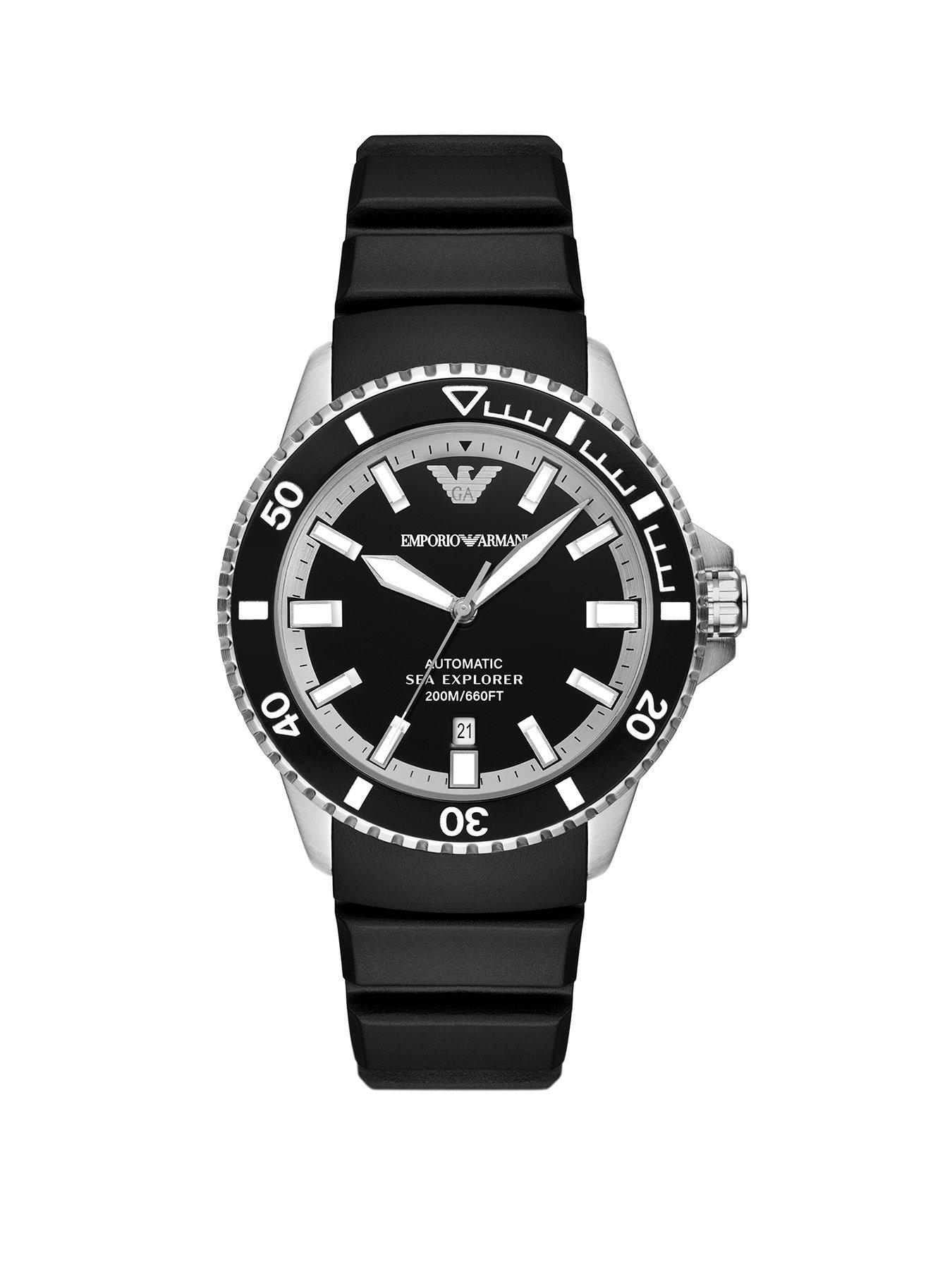  image of emporio-armani-sea-explorer-elite-automatic-black-silicone-watch