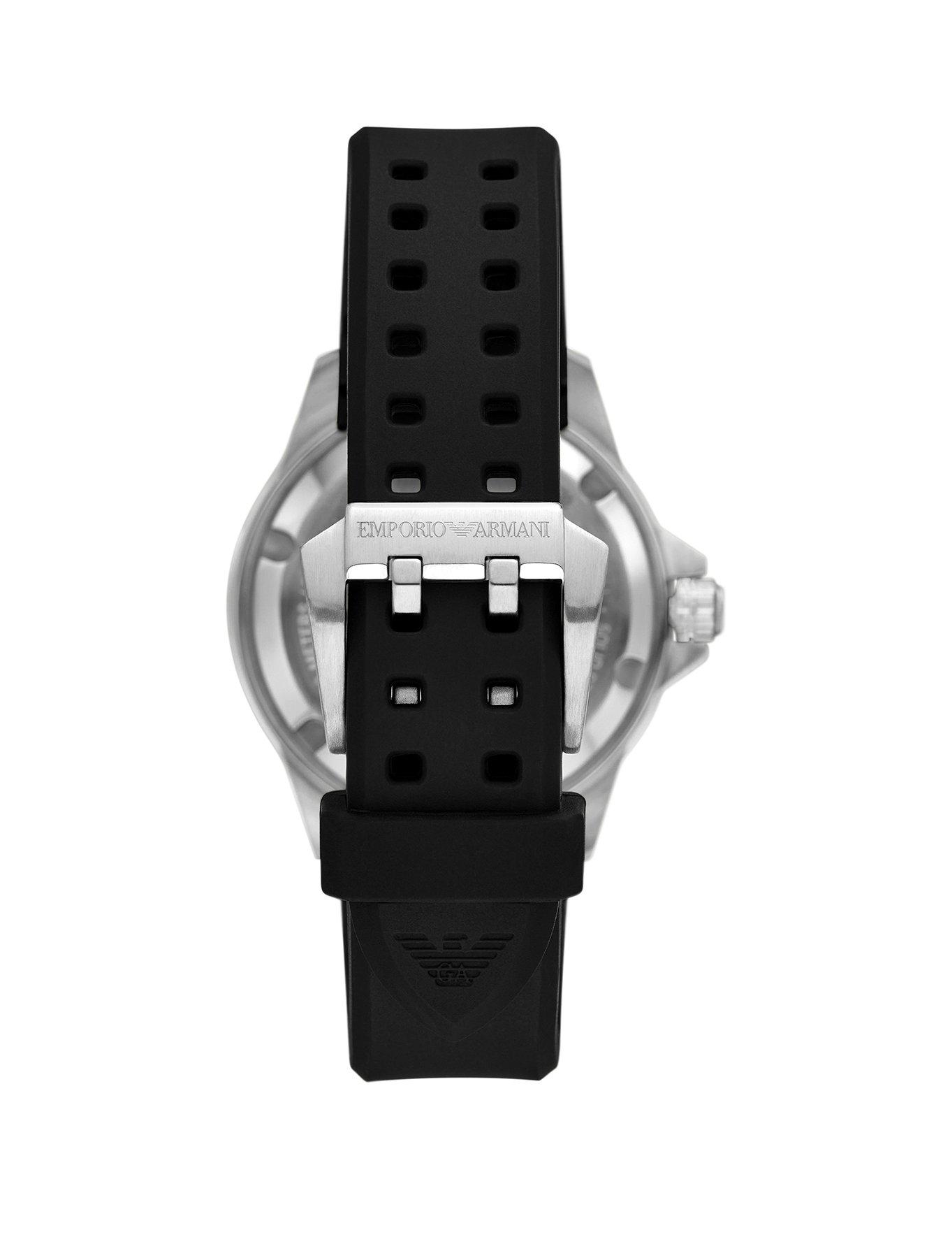  image of emporio-armani-sea-explorer-elite-automatic-black-silicone-watch