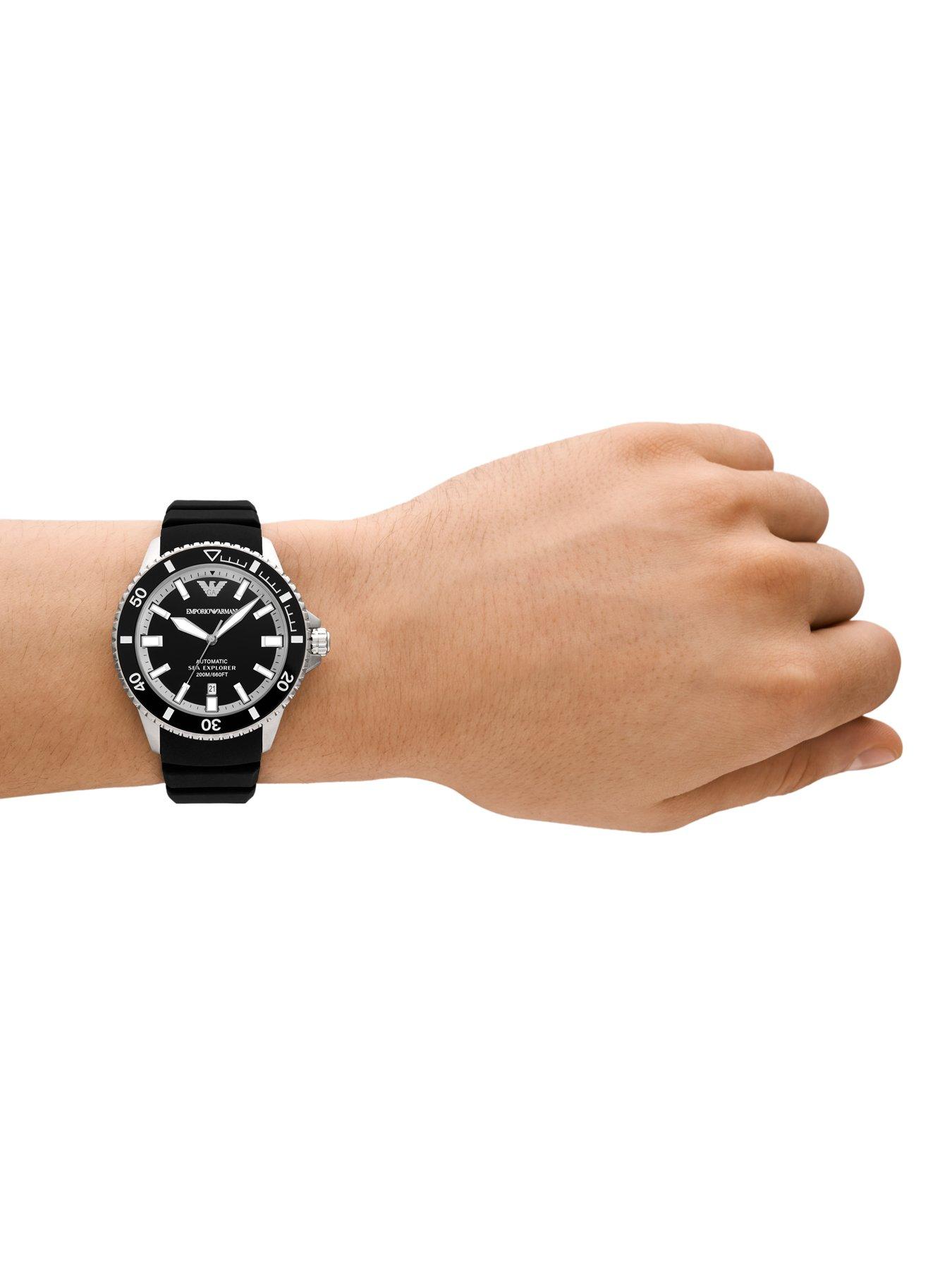  image of emporio-armani-sea-explorer-elite-automatic-black-silicone-watch