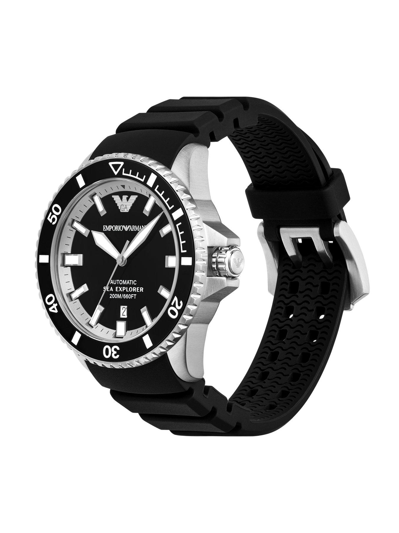  image of emporio-armani-sea-explorer-elite-automatic-black-silicone-watch
