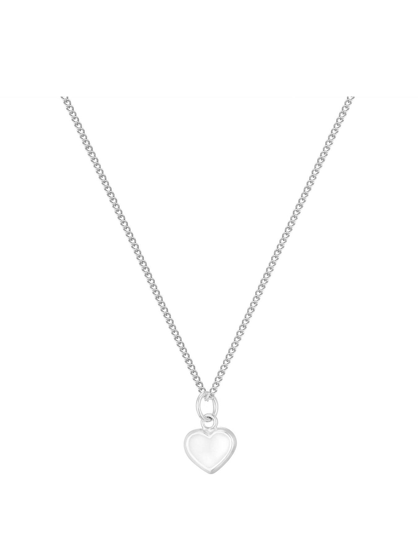 undefined Silver Dainty enamel heart pendant - White
