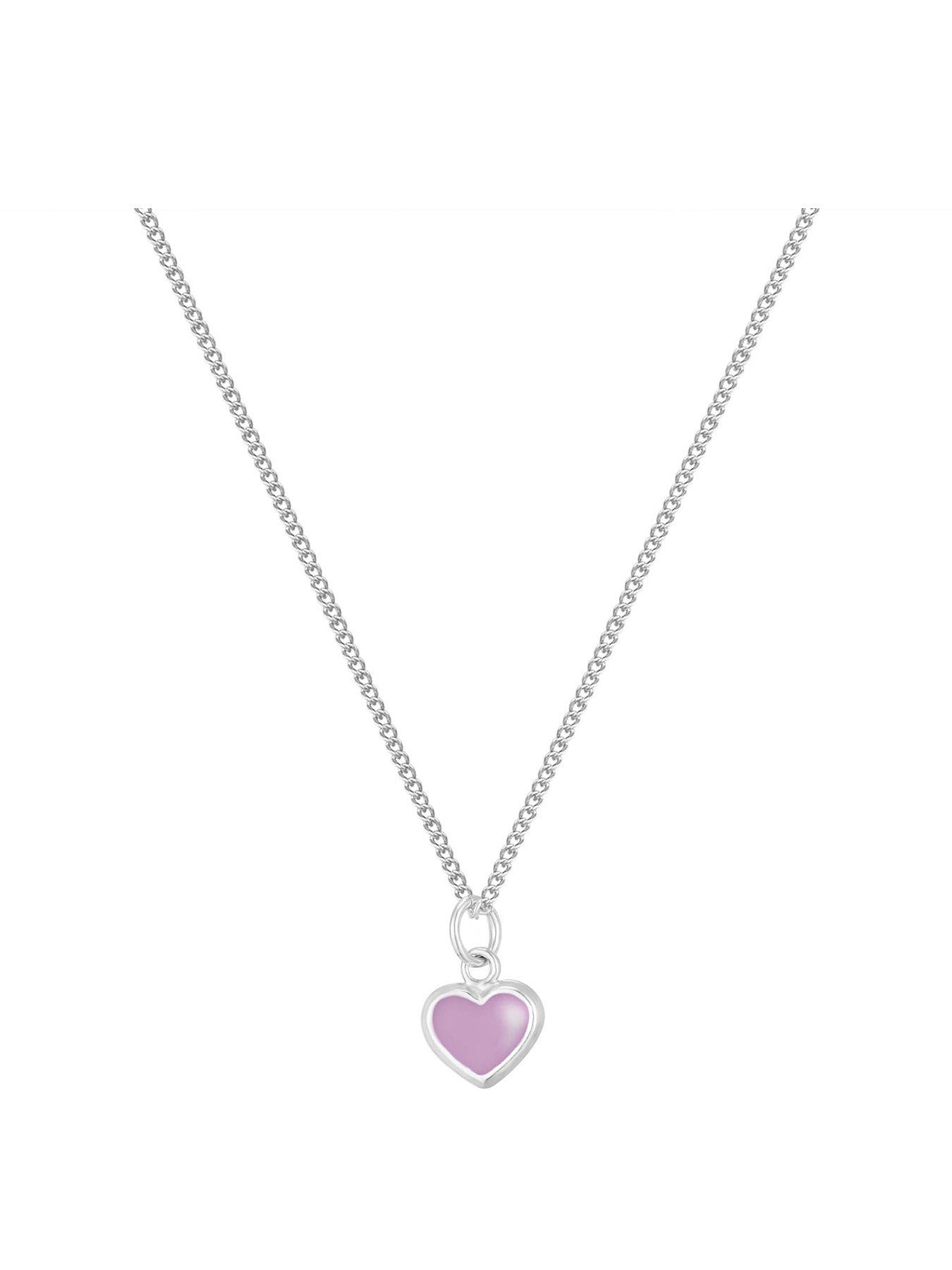undefined Silver Dainty enamel heart pendant - Lilac