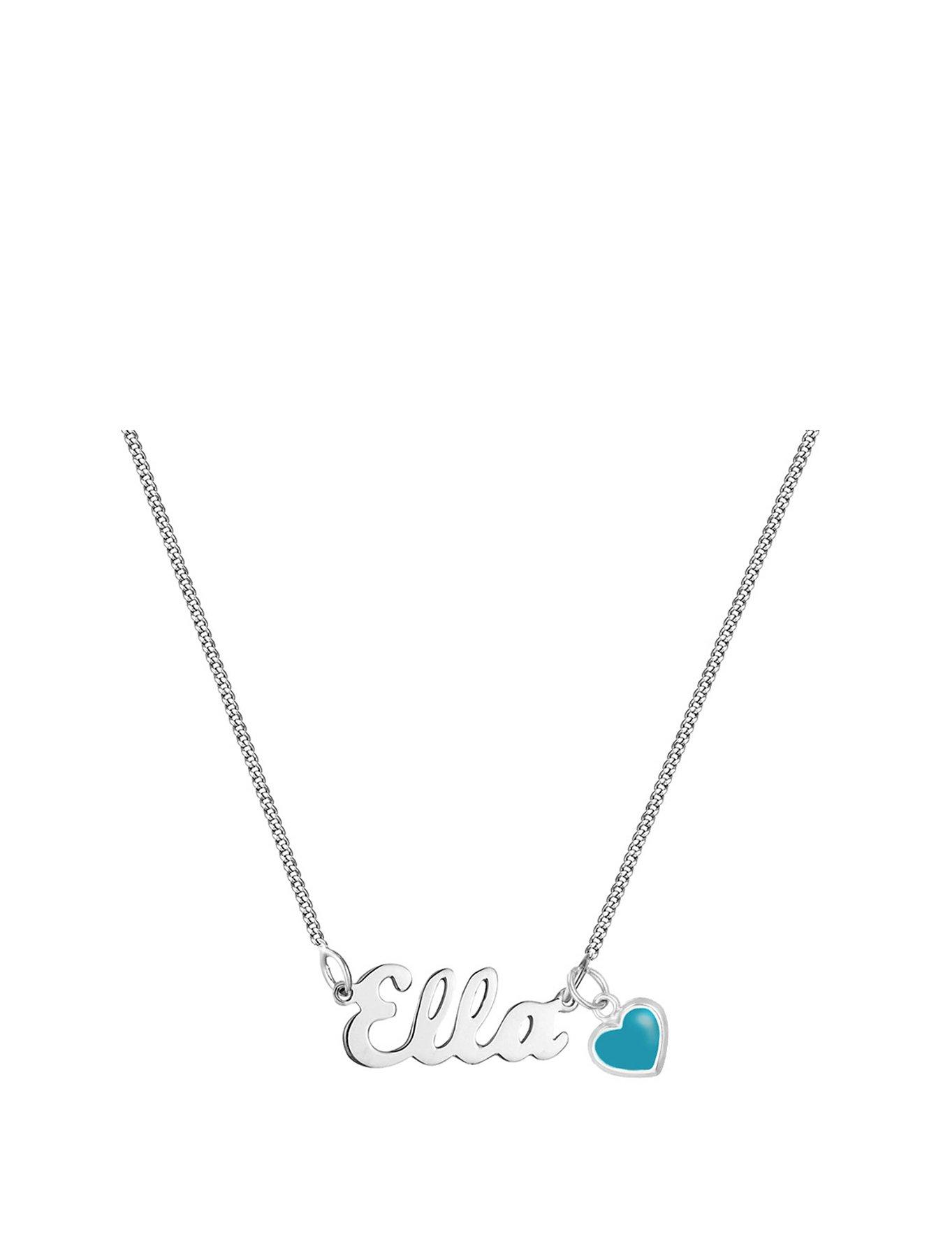 undefined Sterling silver Name necklace with blue enamel heart charm