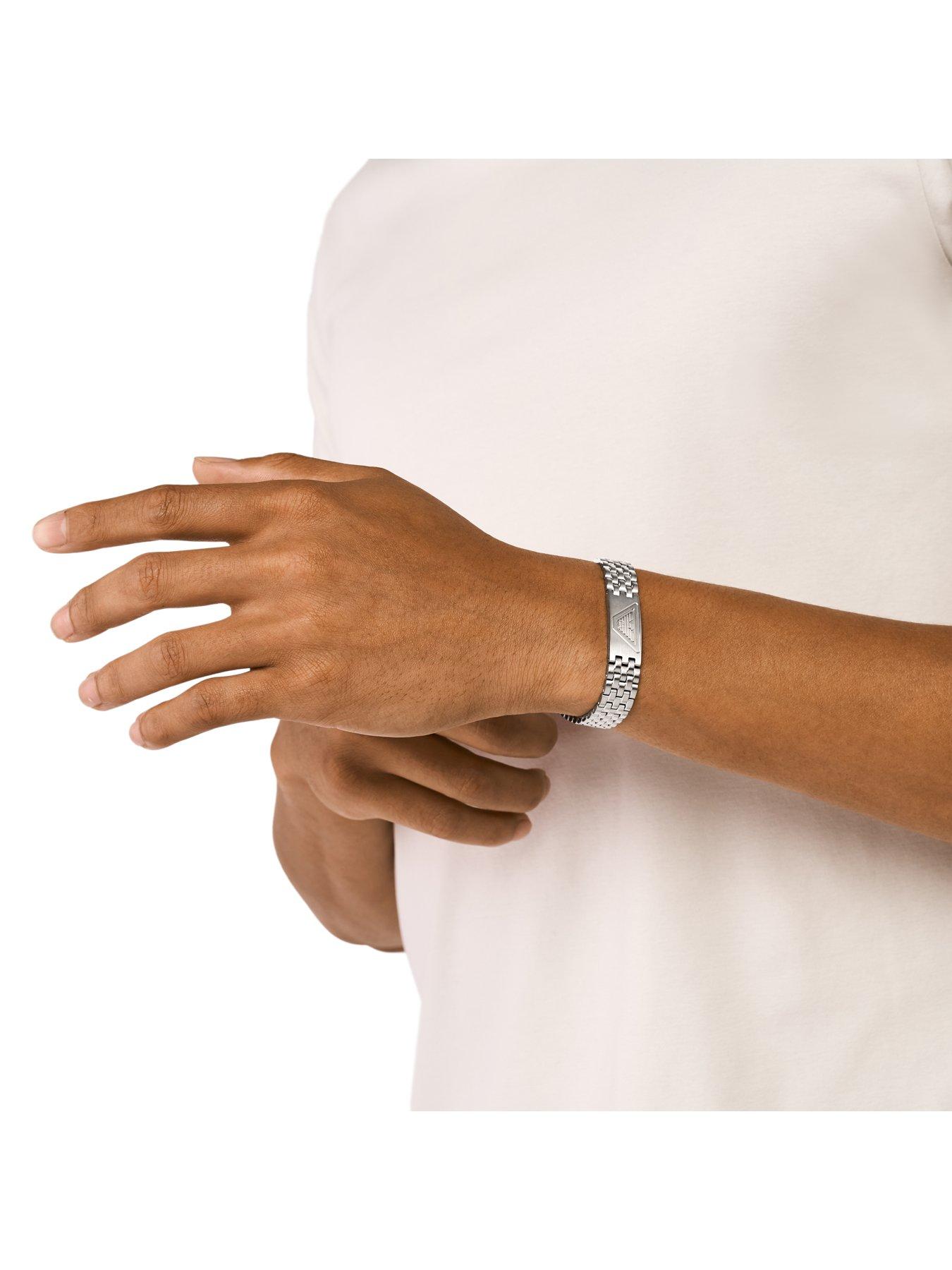  image of emporio-armani-mens-stainless-steel-id-bracelet