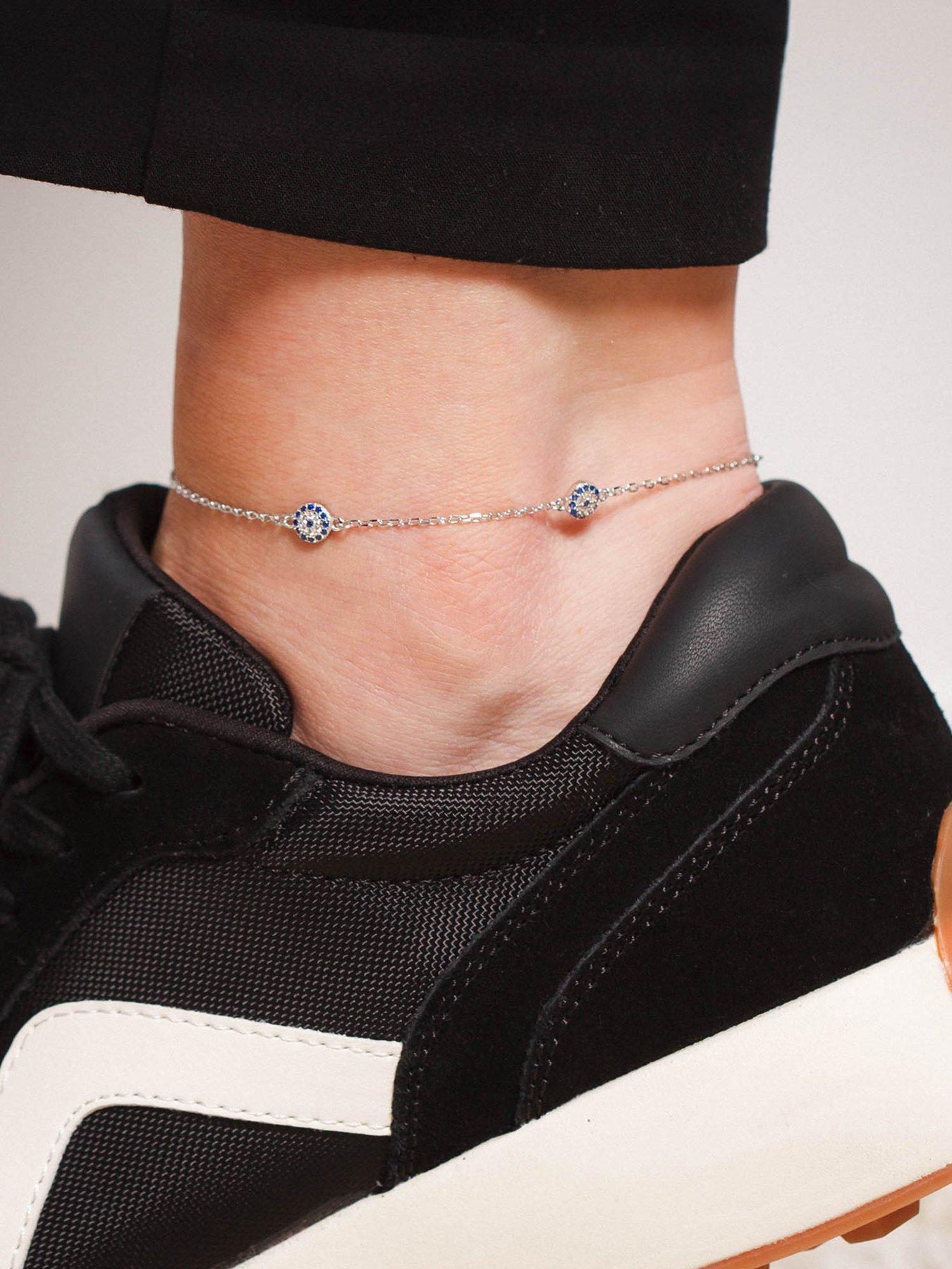 Image 2 of 4 of The Love Collection Sterling Silver Evil eye CZ anklet