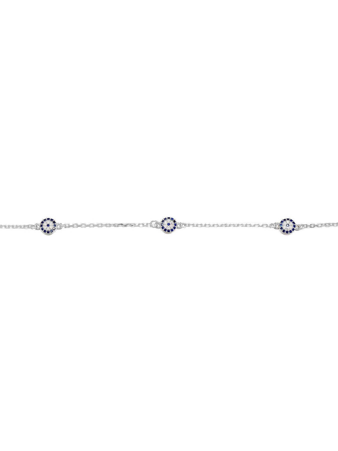 Image 3 of 4 of The Love Collection Sterling Silver Evil eye CZ anklet
